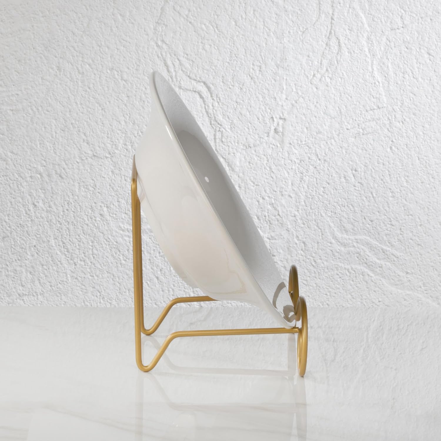 TRIPAR Stratford 9" Large Gold Metal Bowl Stand Display Rack Easel for Bowls, Platters, Cookbooks, Plates and Artwork