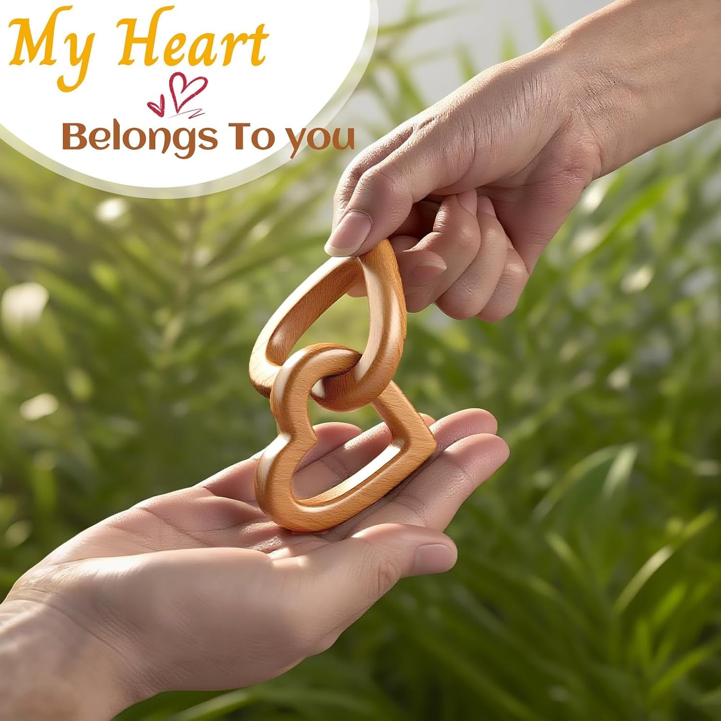 interlinked Olive Wood Hearts / Medium
