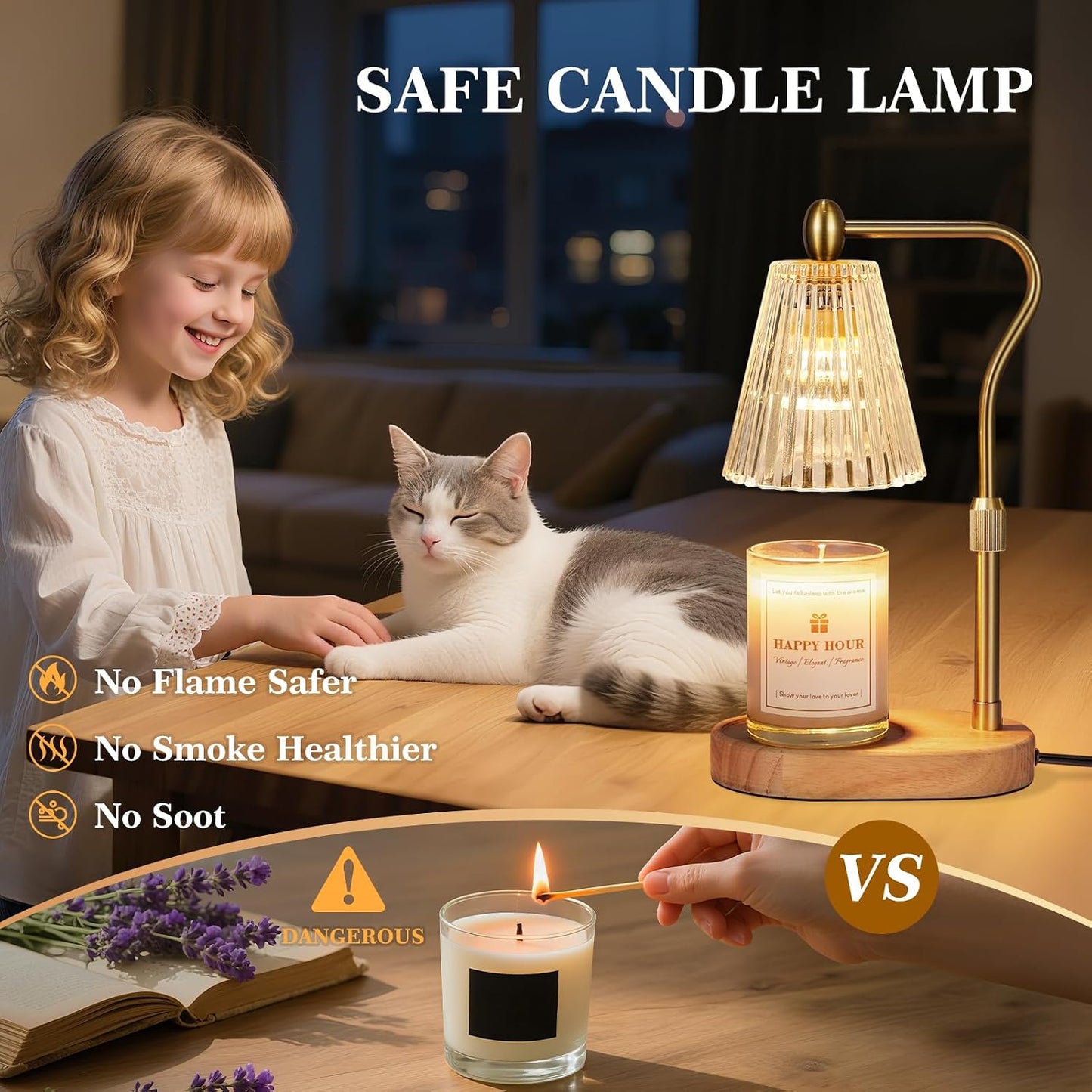 Imenlox Candle Warmer Lamp, with Timer and Dimmer, Adjustable Height, for Mom, Christmas Birthday Gifts for Women