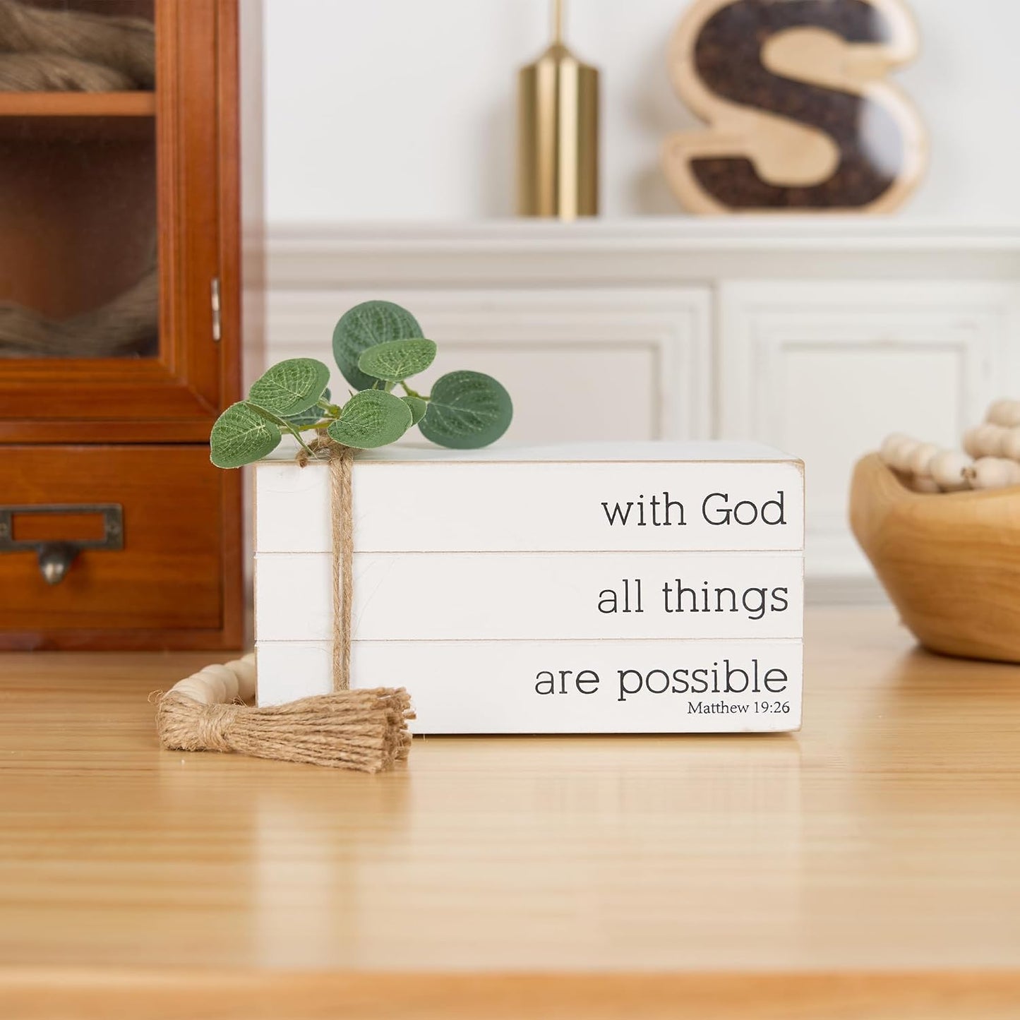 Faux Books / Rustic Farmhouse Decor Books / with God