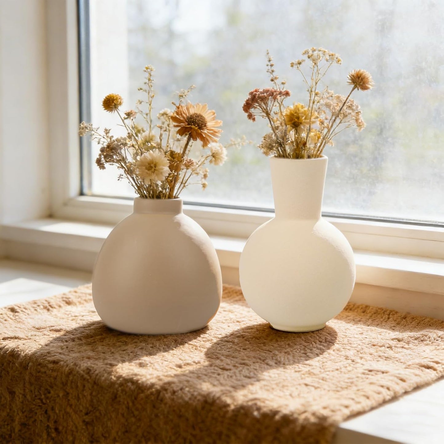 Ceramic Vase / Modern Farmhouse Boho Pottery Vases / Set of 5