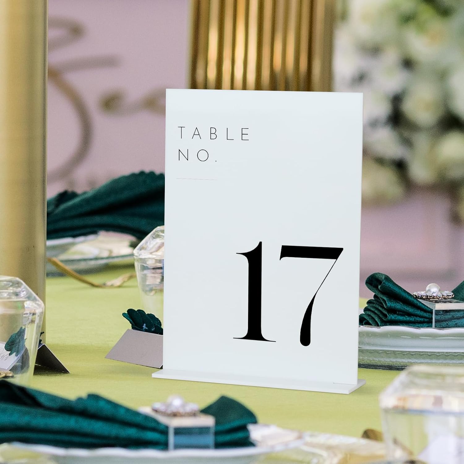 White Wedding Table Numbers 1-20 with Stands, 5"x7" White Acrylic Table Numbers, Perfect for Wedding Reception, Party