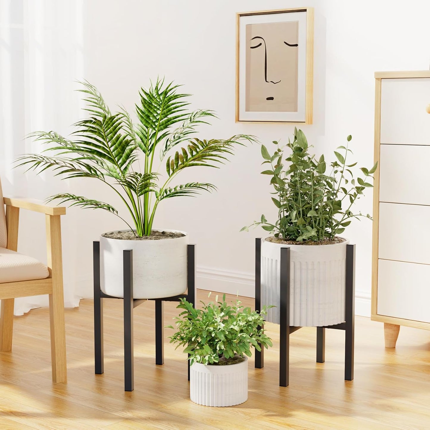 Linpla 2-Pack Adjustable Metal Plant Stand Indoor Outdoor - Fits 8 to 12 Inches Pots - Mid Century Modern Planter Stand