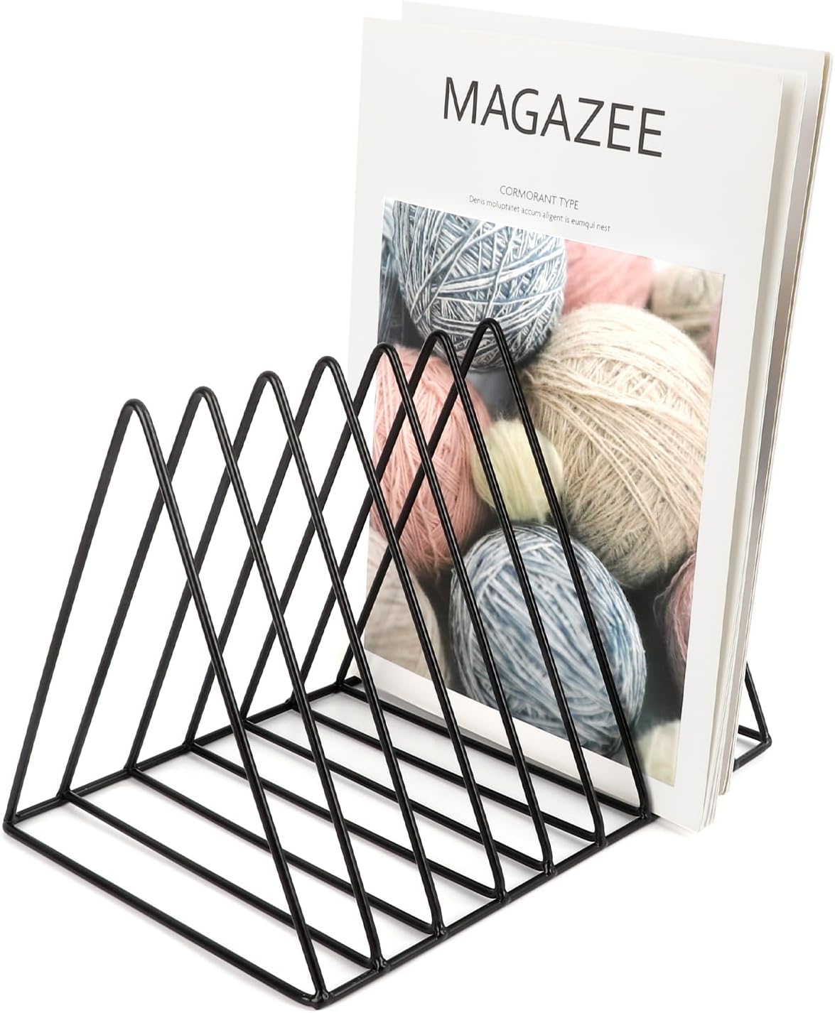 Vinyl Record Holder Storage, 9 Slot Metal Magazine Book Album Display Rack, Stylish Triangle Desktop File Sorter