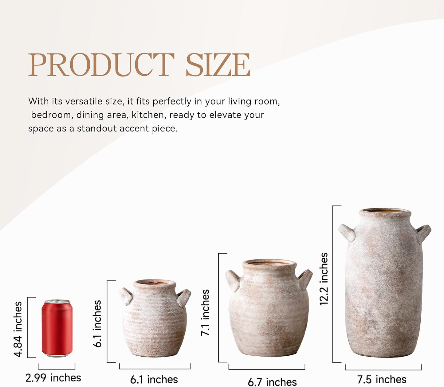 Tall Ceramic Farmhouse Rustic Table Vases / 12" Retro