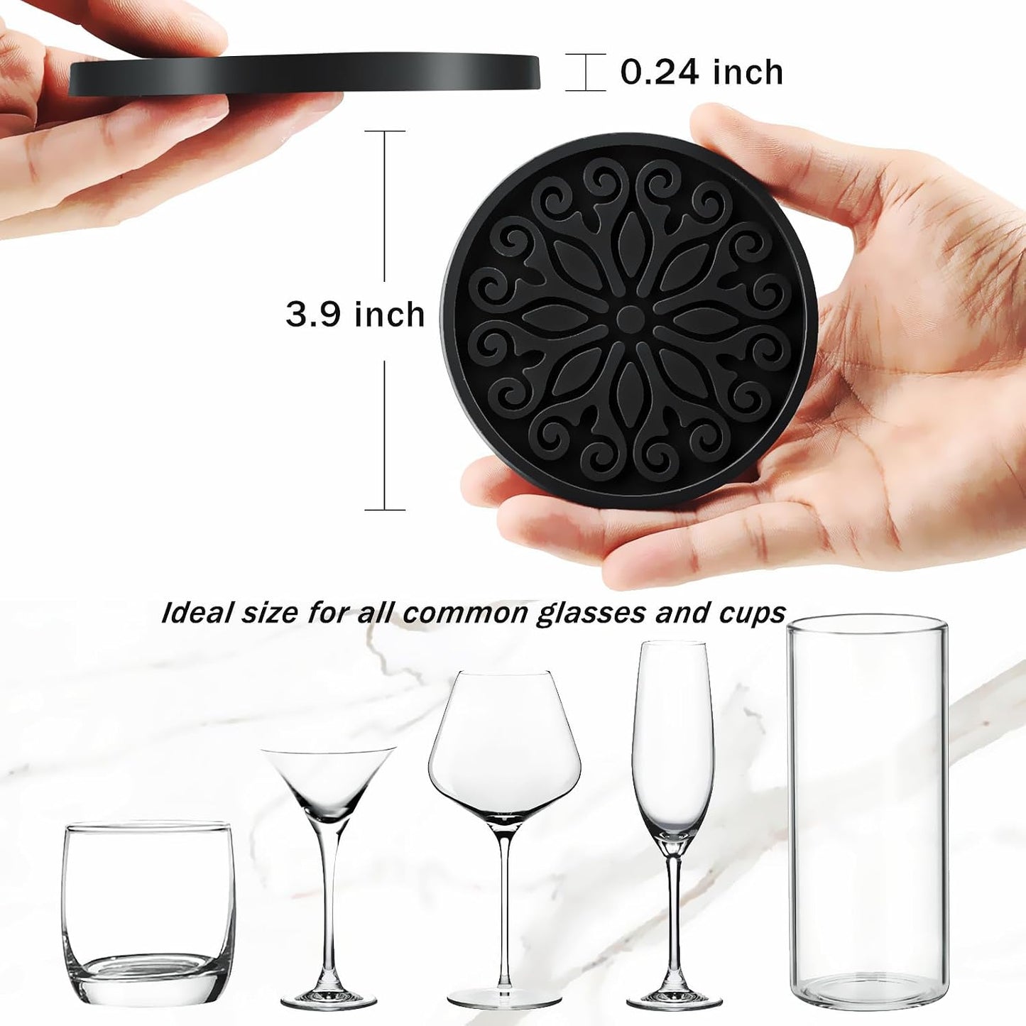 Holder / Coasters for Drinks / 6-black / Set of 6