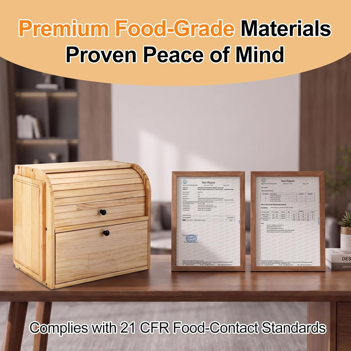 Alpeir Roll Top Bread Box with Cutting Board for Kitchen Countertop | Large Breadbox with Ventilation Holes, Double