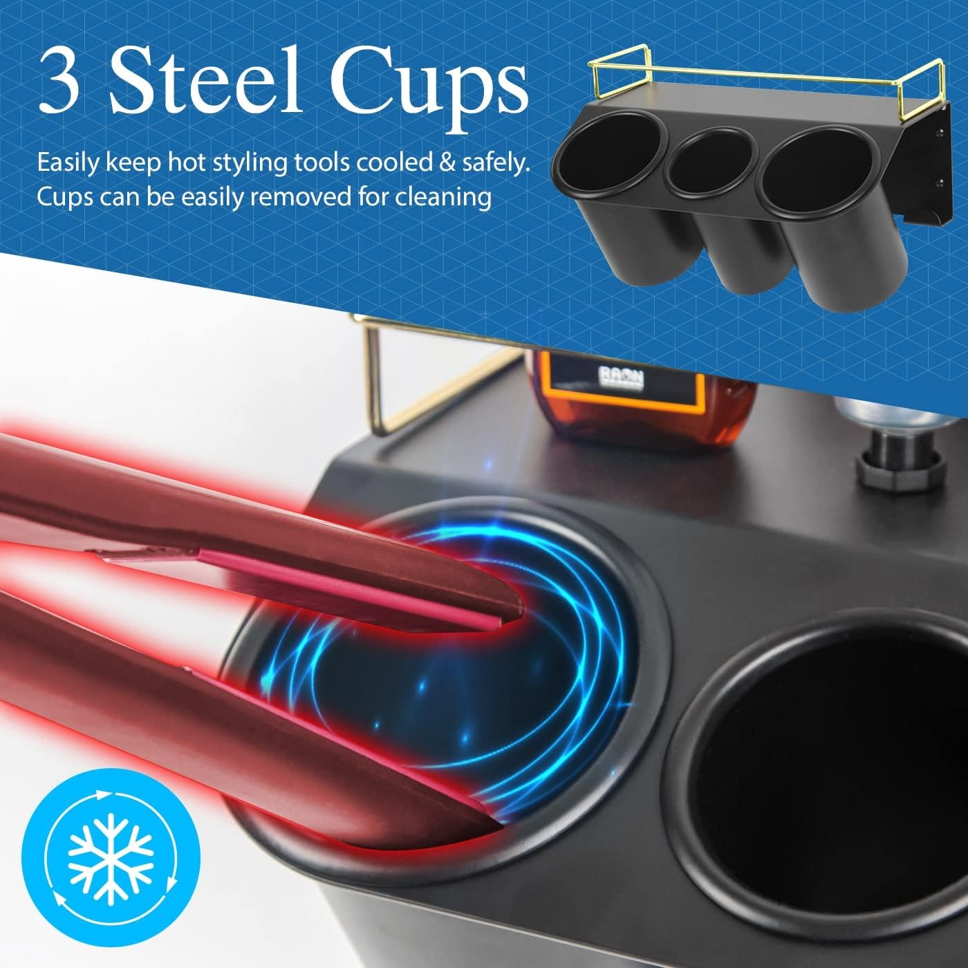 J JACKCUBE DESIGN Hair Dryer Holder Wall Mount Bathroom Vanity Hair Styling Care Tool Accessories 3 Cups Storage