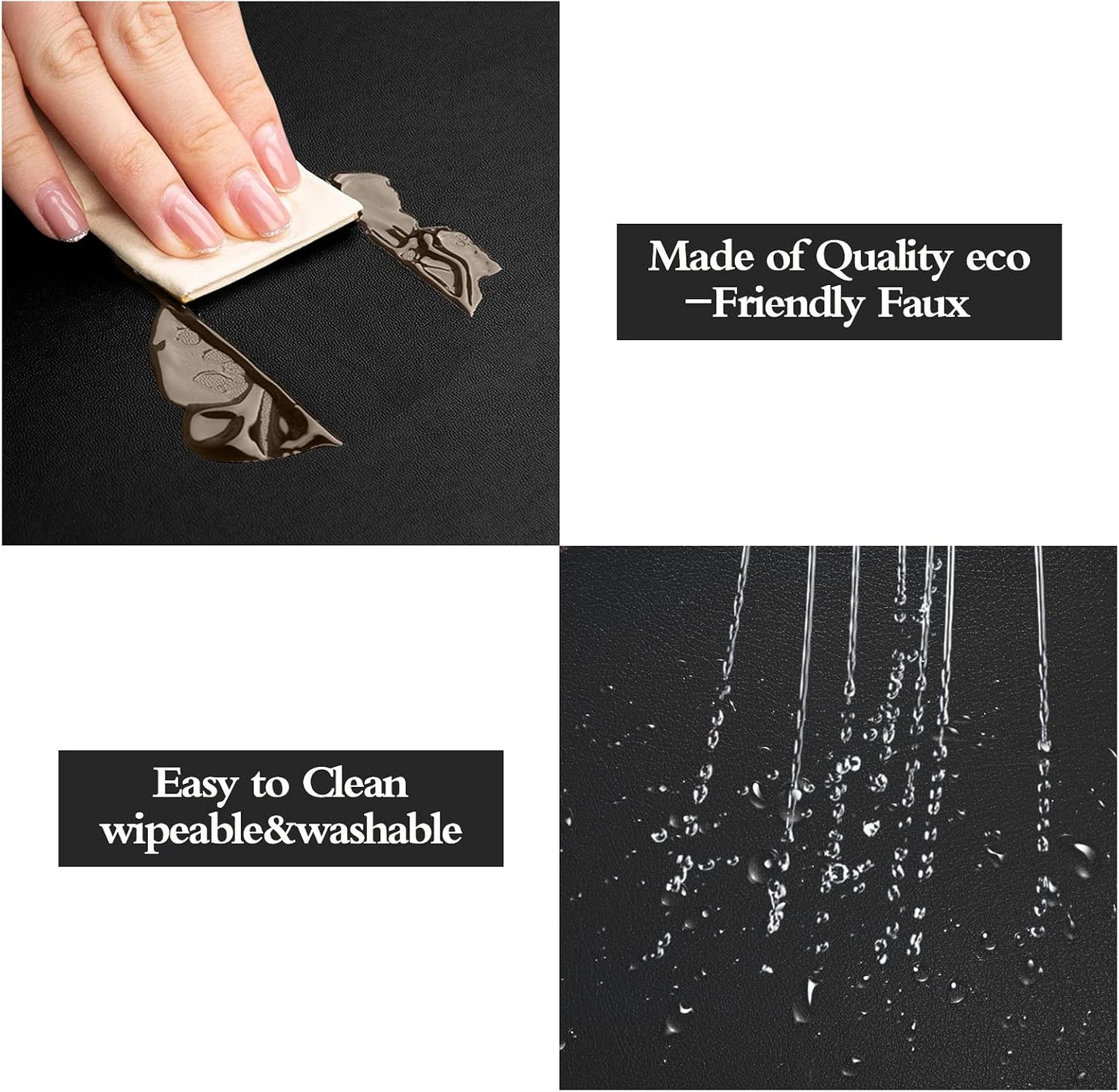 Herda Black Placemats Set of 6 for Dining Table Mats, Faux Leather Place Mats Wipeable Washable Placemats for Round