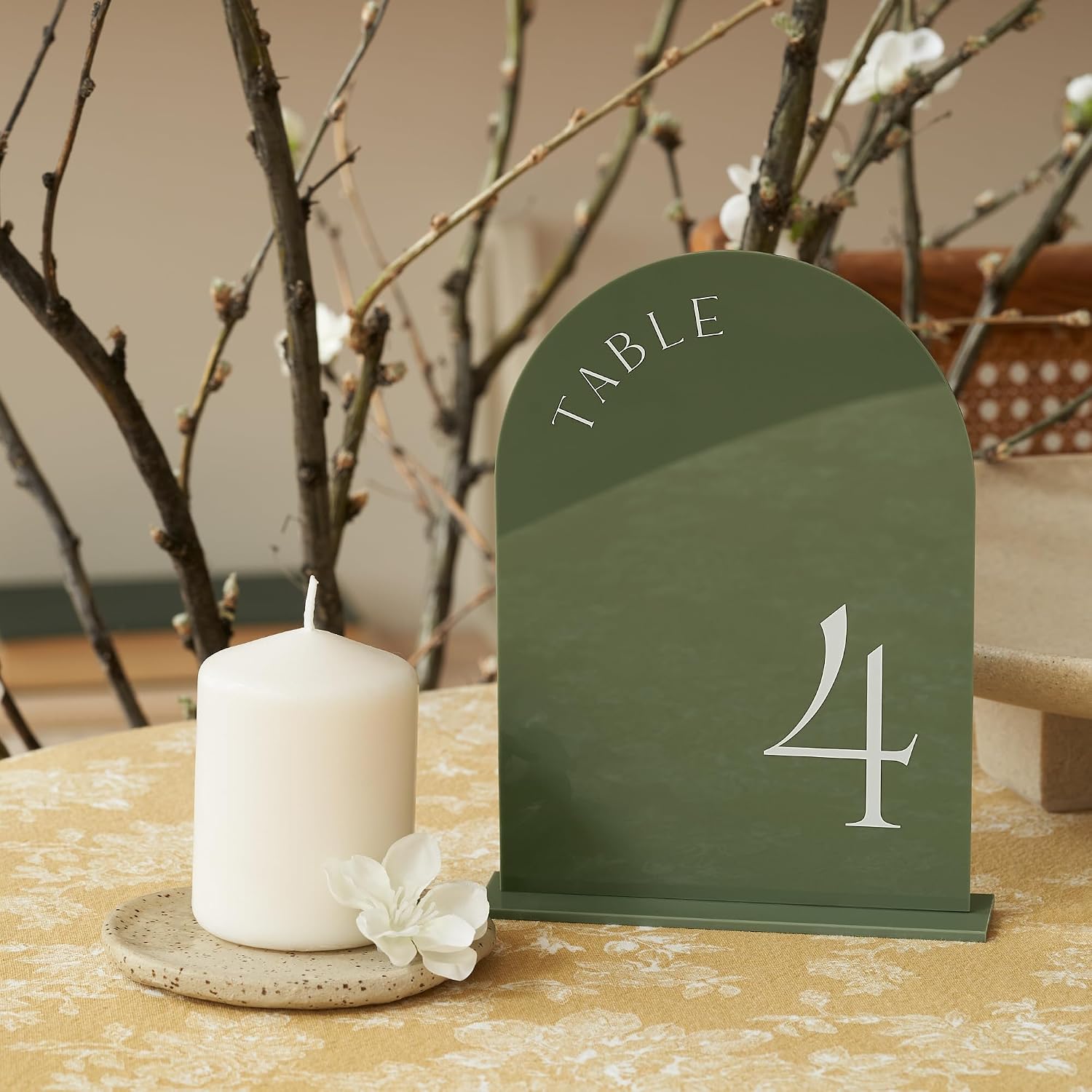 Beautiful Sage Wedding Table Numbers with Stands - Acrylic Signs 1-15 | Elegant Double Sided 5x7 Inch Signs - The