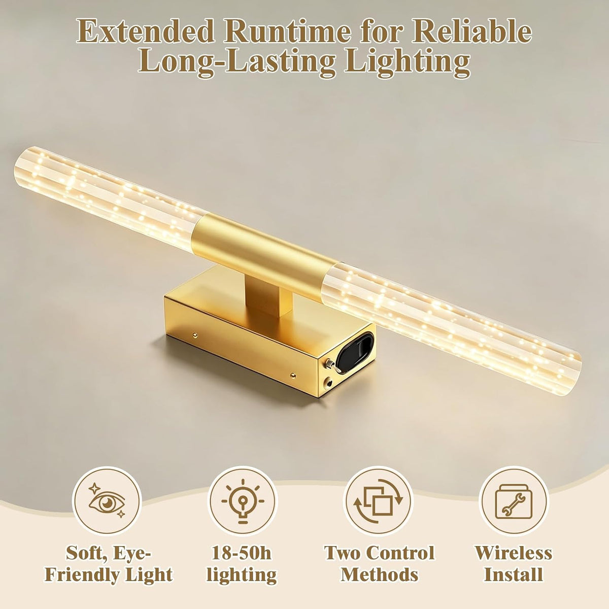 camuucci Battery Operated Wall Sconces Set of 2, Rechargeable Wall Lights | 12000mAh Long-Lasting Battery,Dimmable