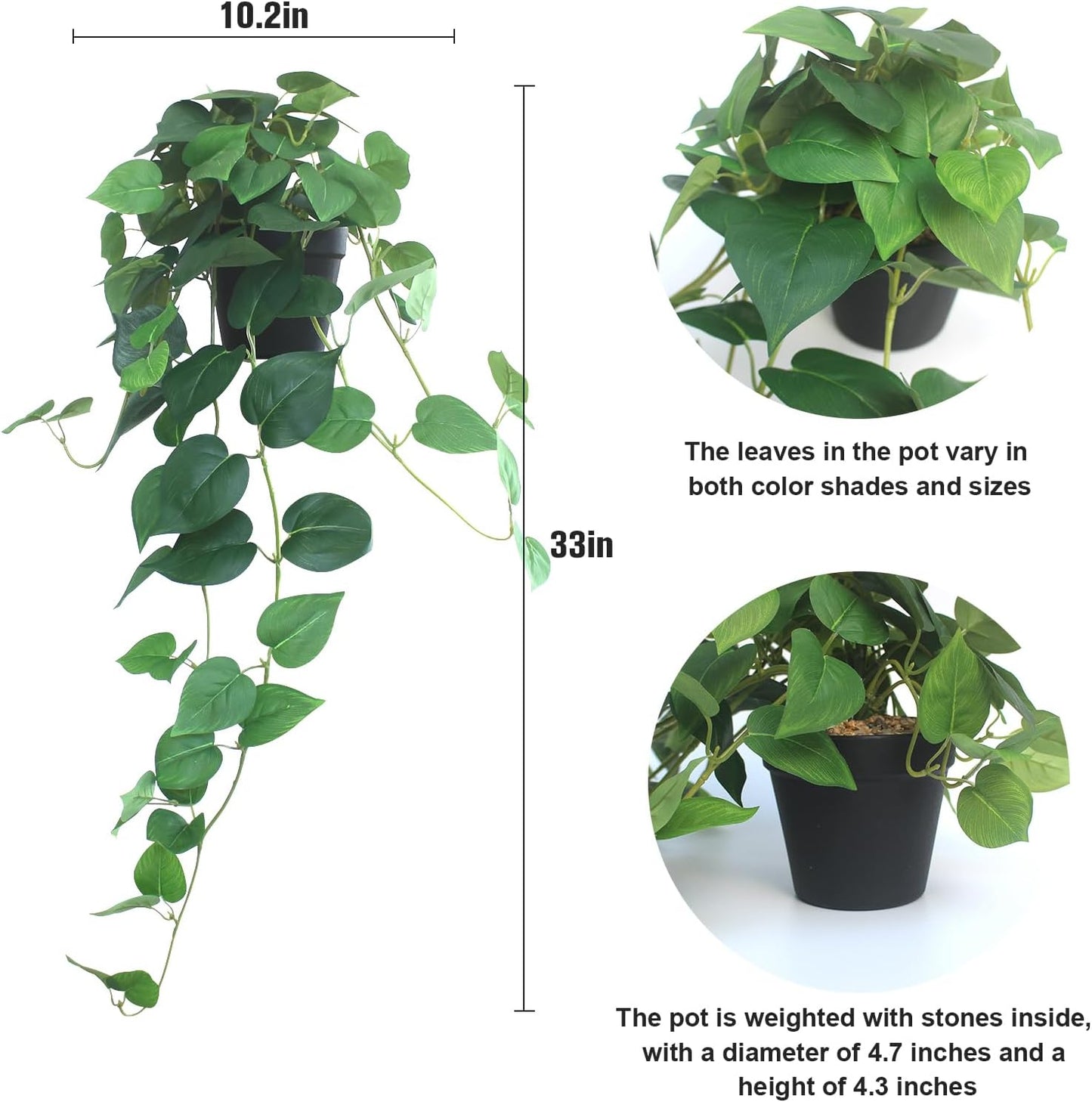 Fake Pothos Hanging Plants / Green Pothos / Set of 2