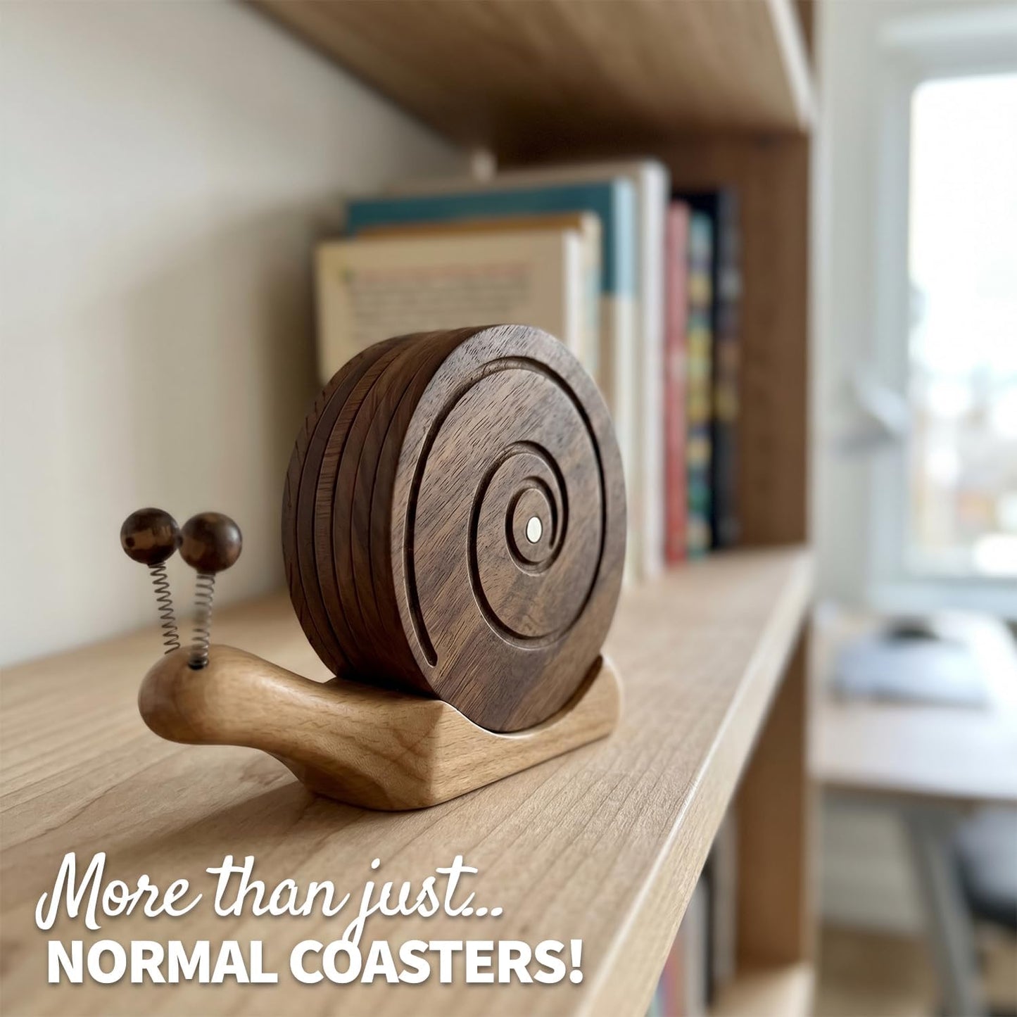Magnetic & Holder / Snail Wooden Coaster Set