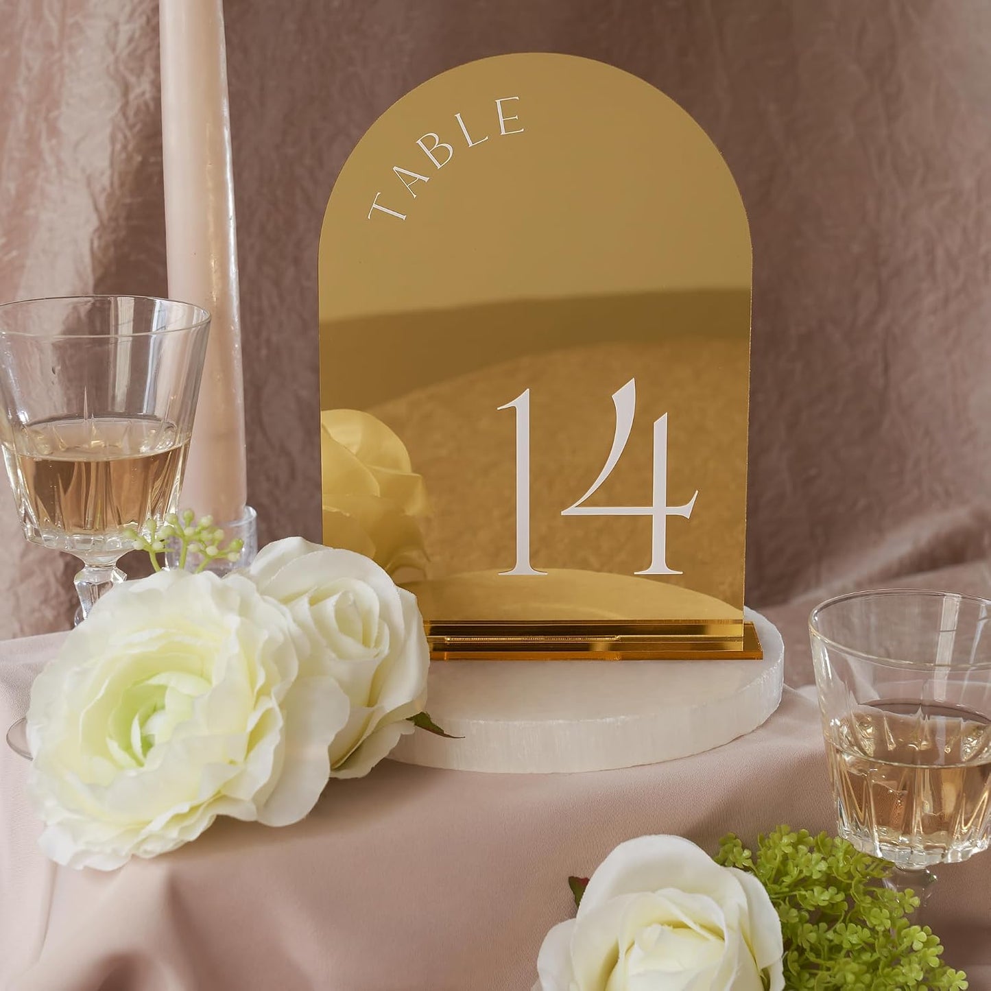 Beautiful Gold Wedding Table Numbers with Stands - Acrylic Signs 1-15 | Elegant Double Sided 5x7 Inch Signs - The
