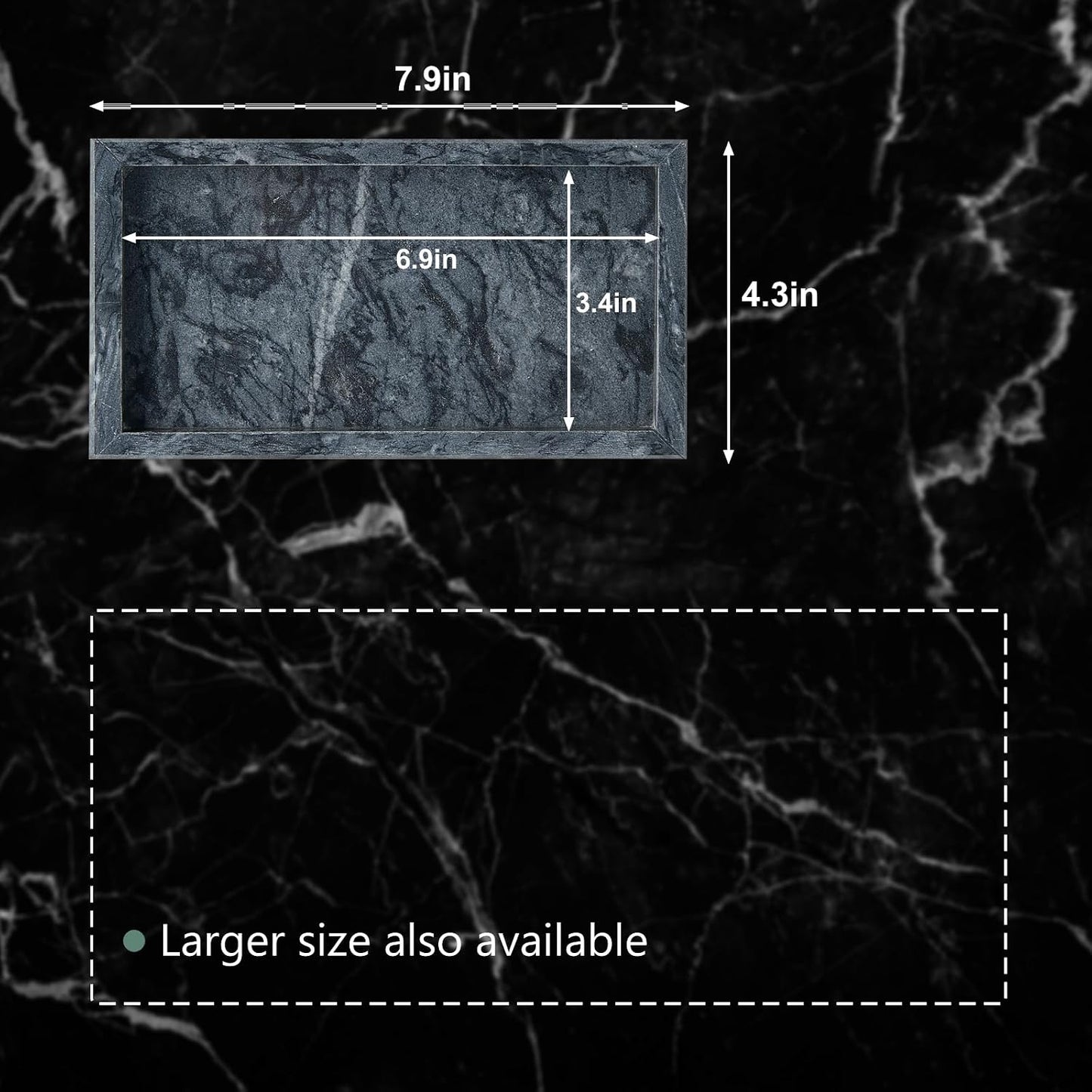 Stone Organizer / Natural Small Marble Vanity Tray / Black / 7.9 x 4.3 x 0.8