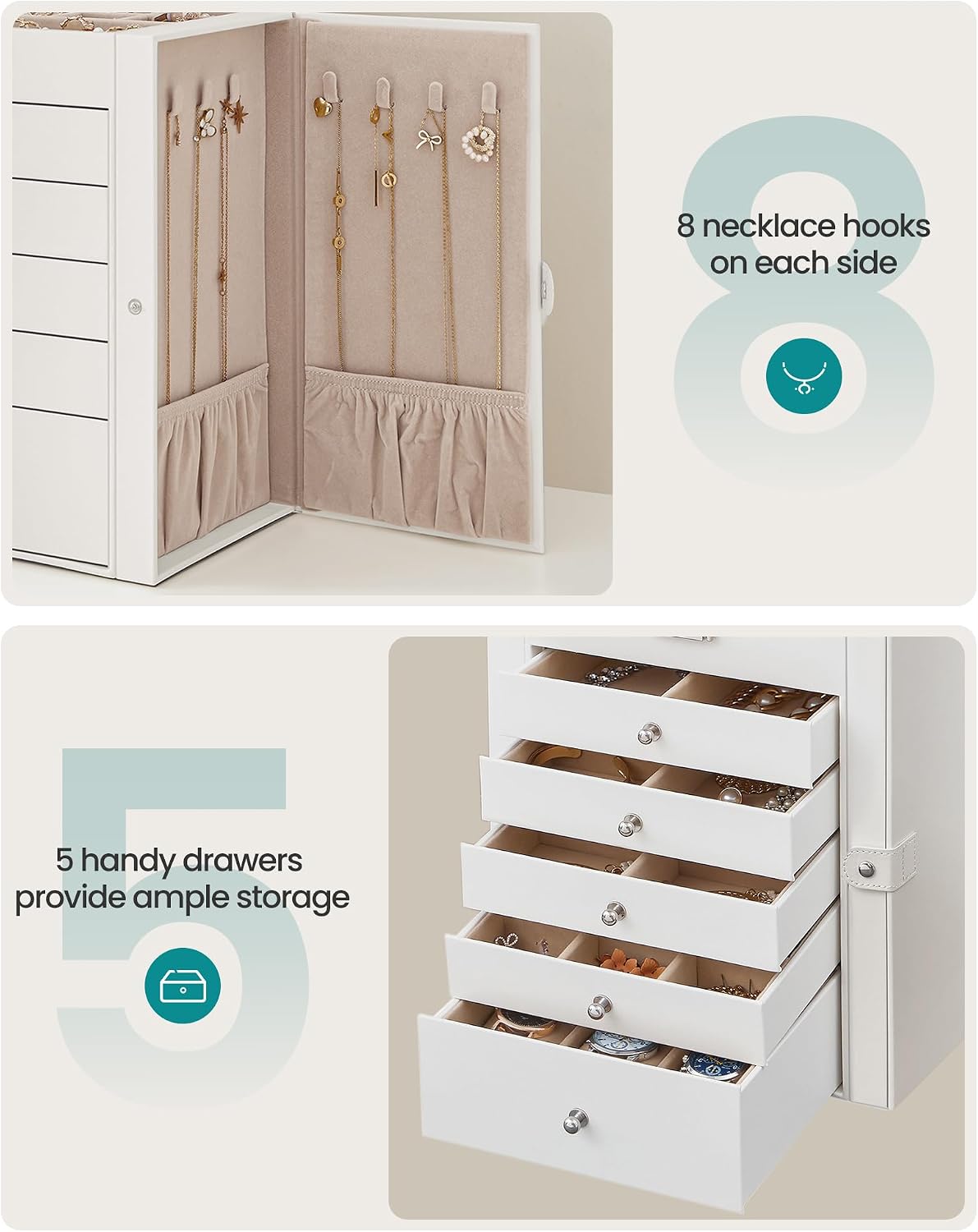 6-Layer Jewelry Box Organizer / 6 Tier / White