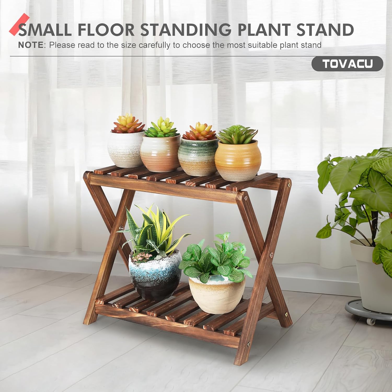 Small Plant Stand Indoor 2 Tier Table Top Flower Succulent Stand Desk / 16.3 Inch High Desktop X-2