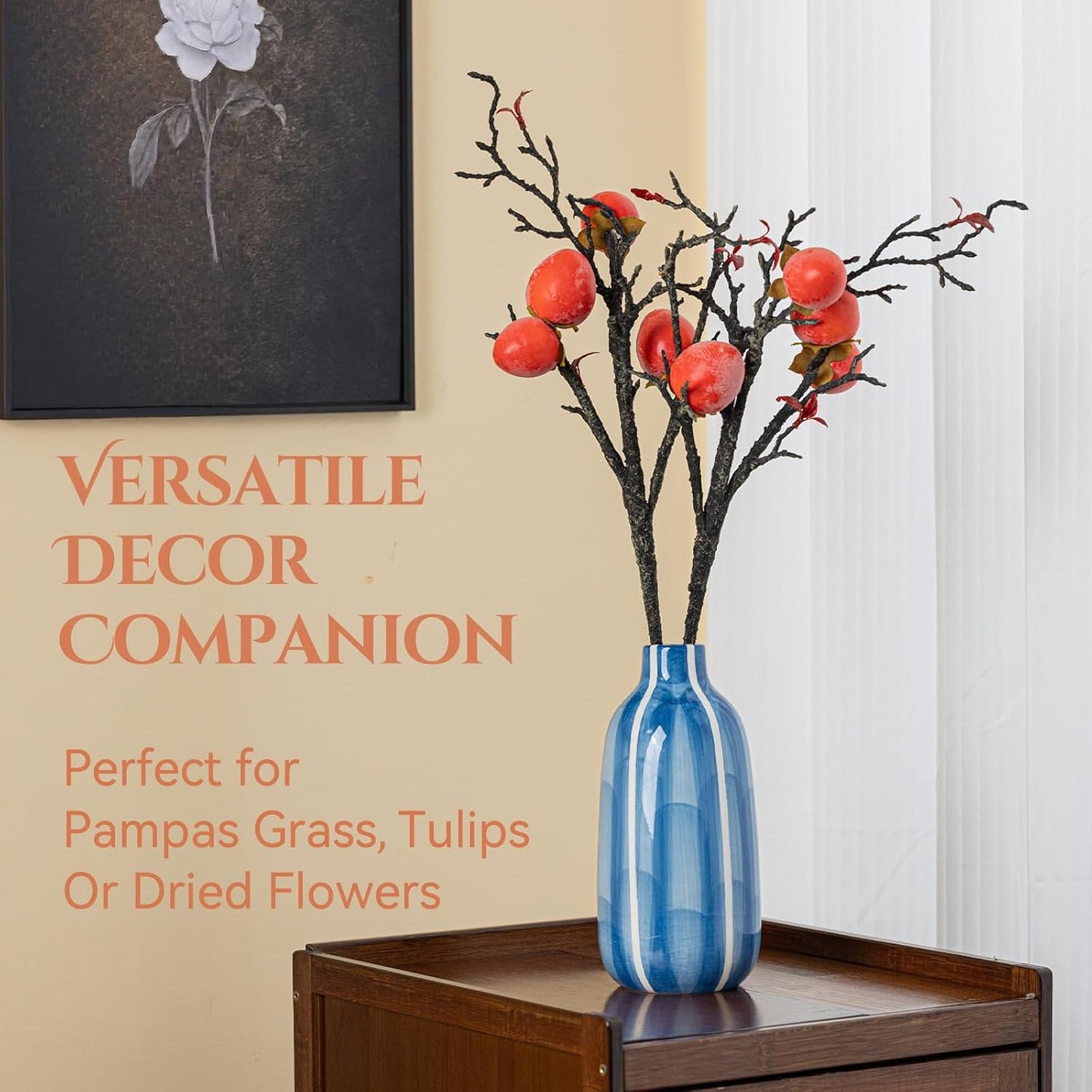 Hand-Painted Blue Ceramic Vase / Blue Hand-painted