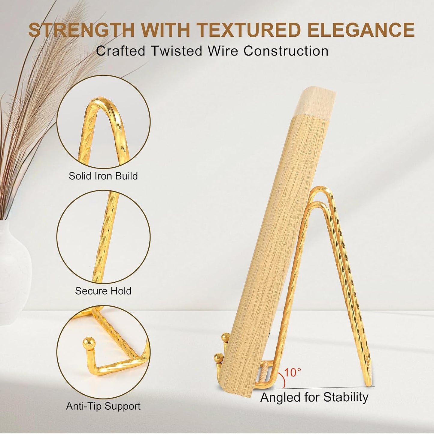 Twisted Metal Wire Plate Stands / Gold-6 Inch / 6 Inch / Set of 3