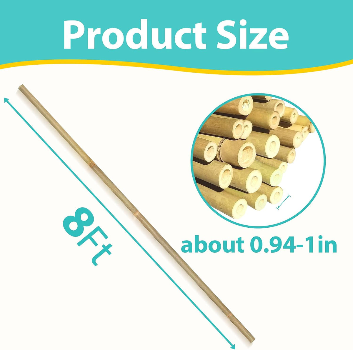 Bamboo Stakes 8FT, 10pcs Garden Stakes 94inch Specifically Designed for Climbing Plants, Ideal for Tomatoes, Beans