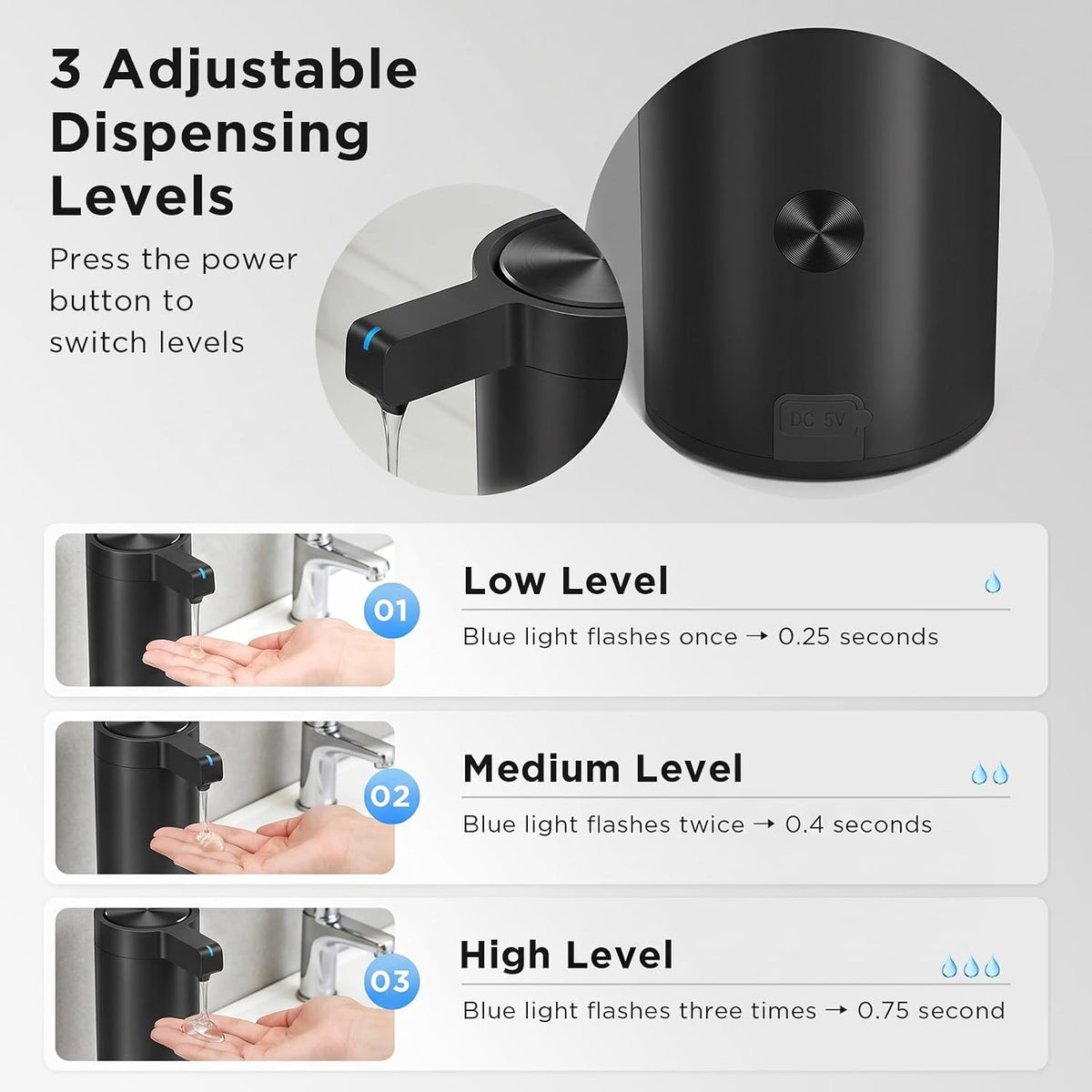 Newise Touchless Automatic Soap Dispenser - 9 oz, USB Rechargeable, Dish Hand Soap Dispenser for Kitchen and Bathroom
