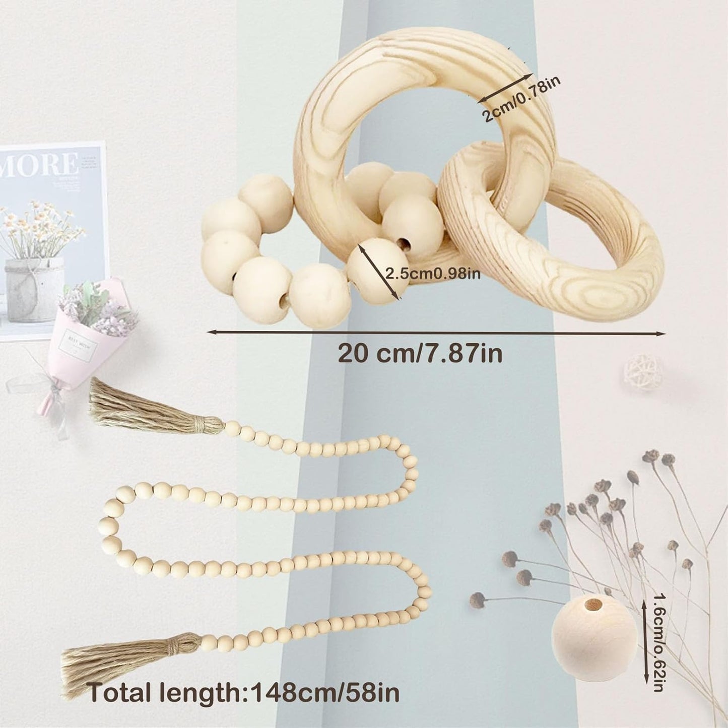 Wooden Knot Decor / Natural / Set of 2