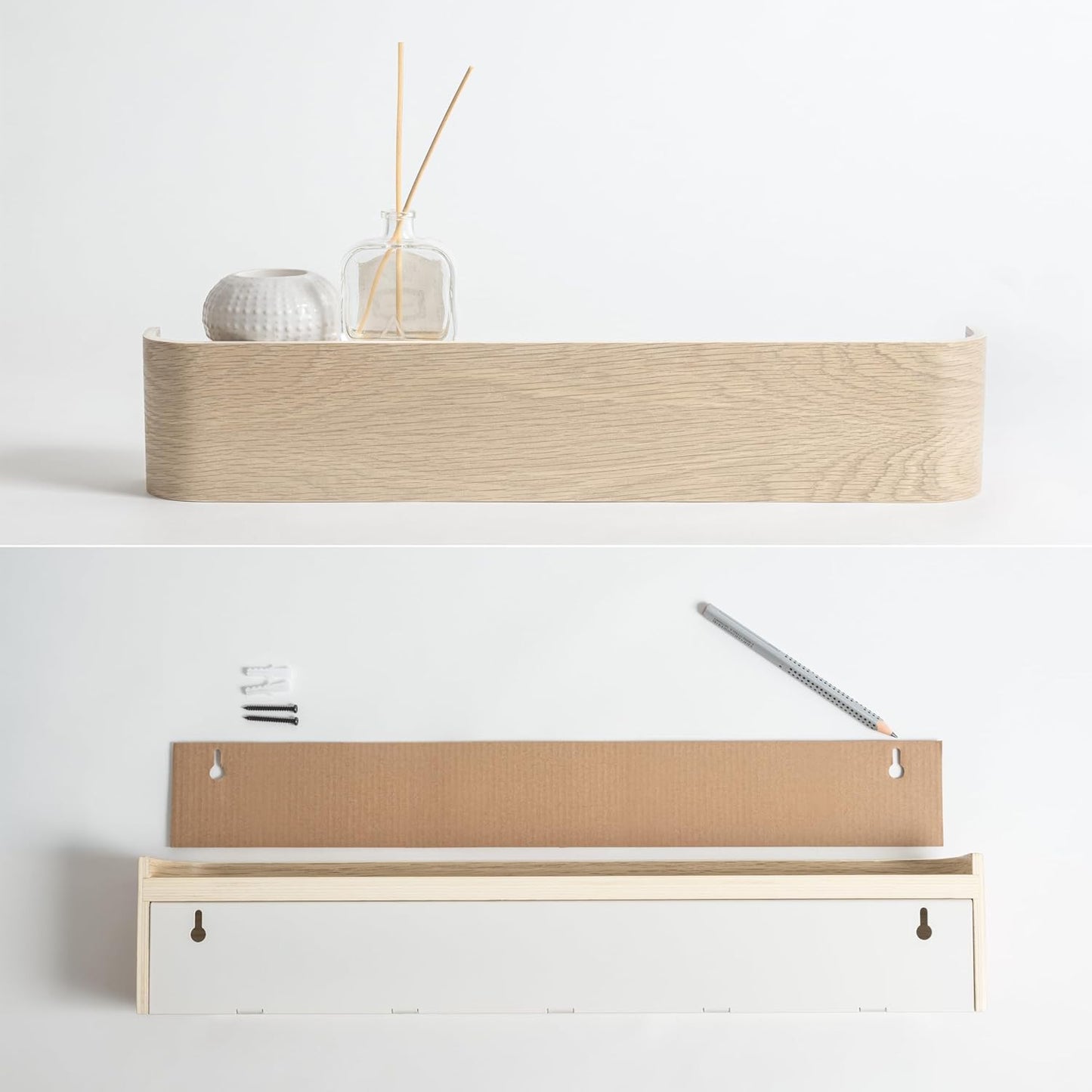 Kazai. Wall-Mounted Coat Rack 'Toke' - Modern Design Coat Rack with Hidden Wall Hooks - Solid Wood Veneer Panel Coat