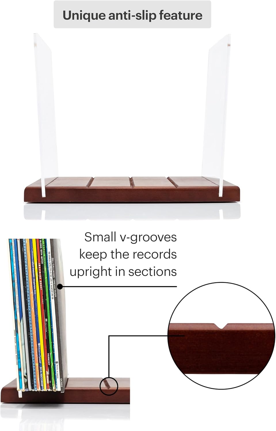 Premium Vinyl Record Storage - a Mid-Century Style Record Holder for Albums, 60-70 LP Capacity - Complements Any Record