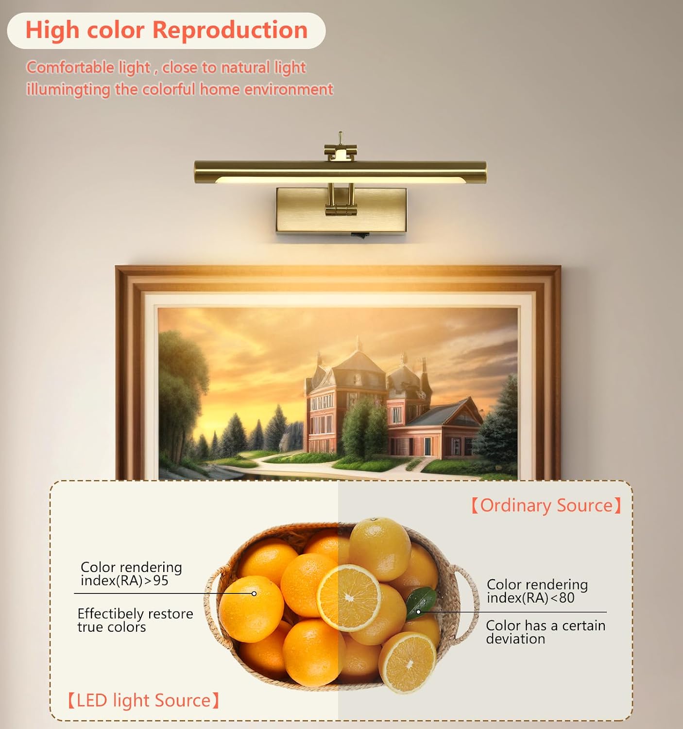 Battery Operated Picture Light with Remote,Wireless Gallery Lights Brass 12in Rechargeable Display Light with Flexible