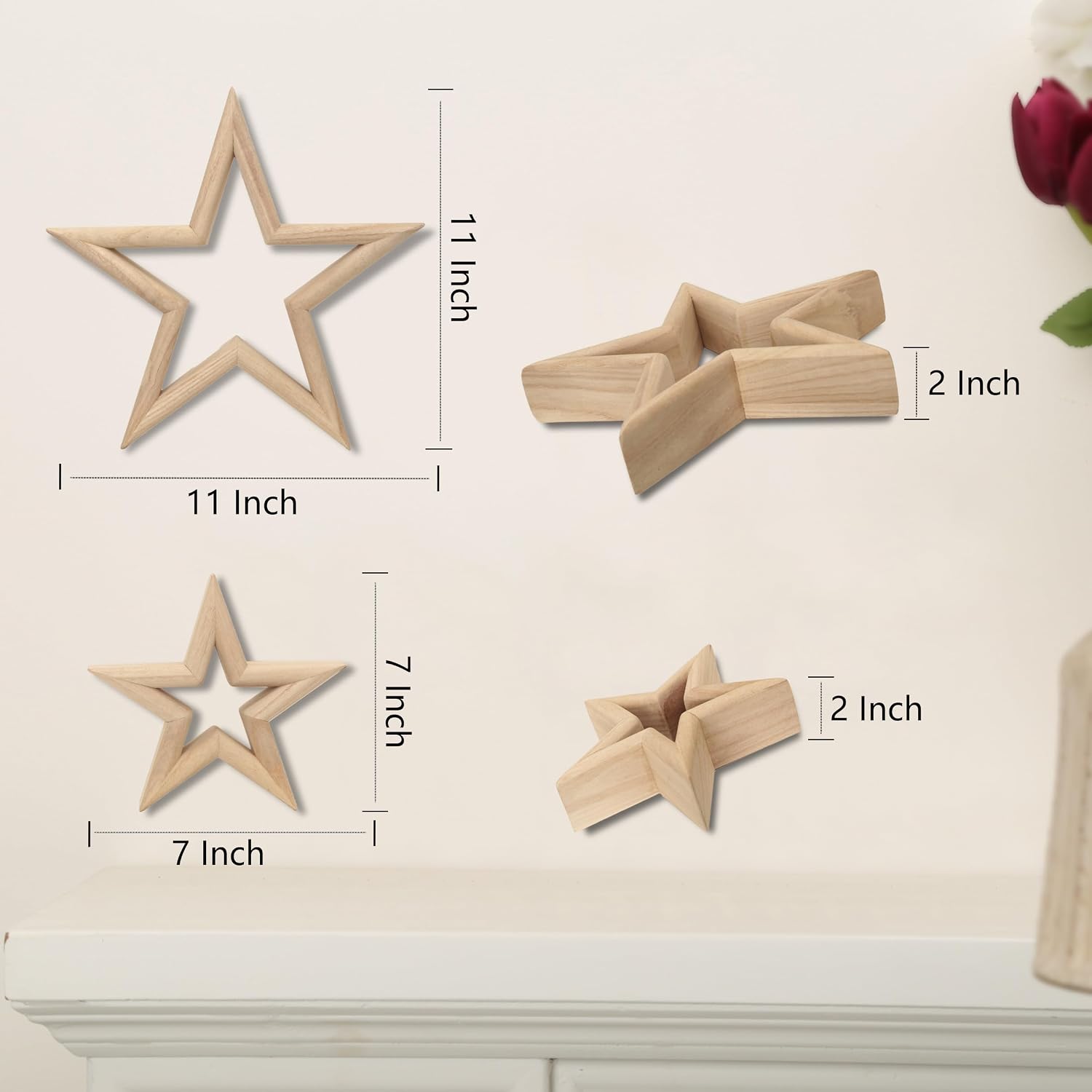 TV Stand / Tiered Tray / Natural Wood / Set of 2