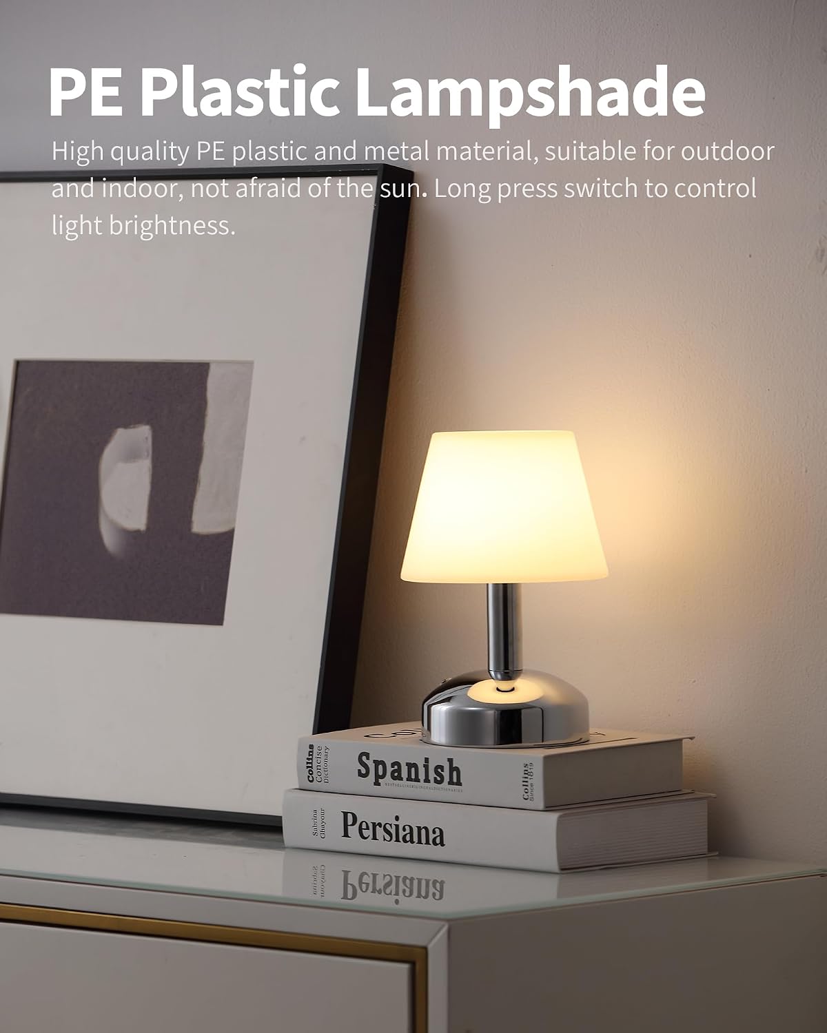 KDG Silver Cordless Small Table Lamp, Portable LED Dimmable Desk Lamp | Modern 4000mAh Rechargeable Battery Operated