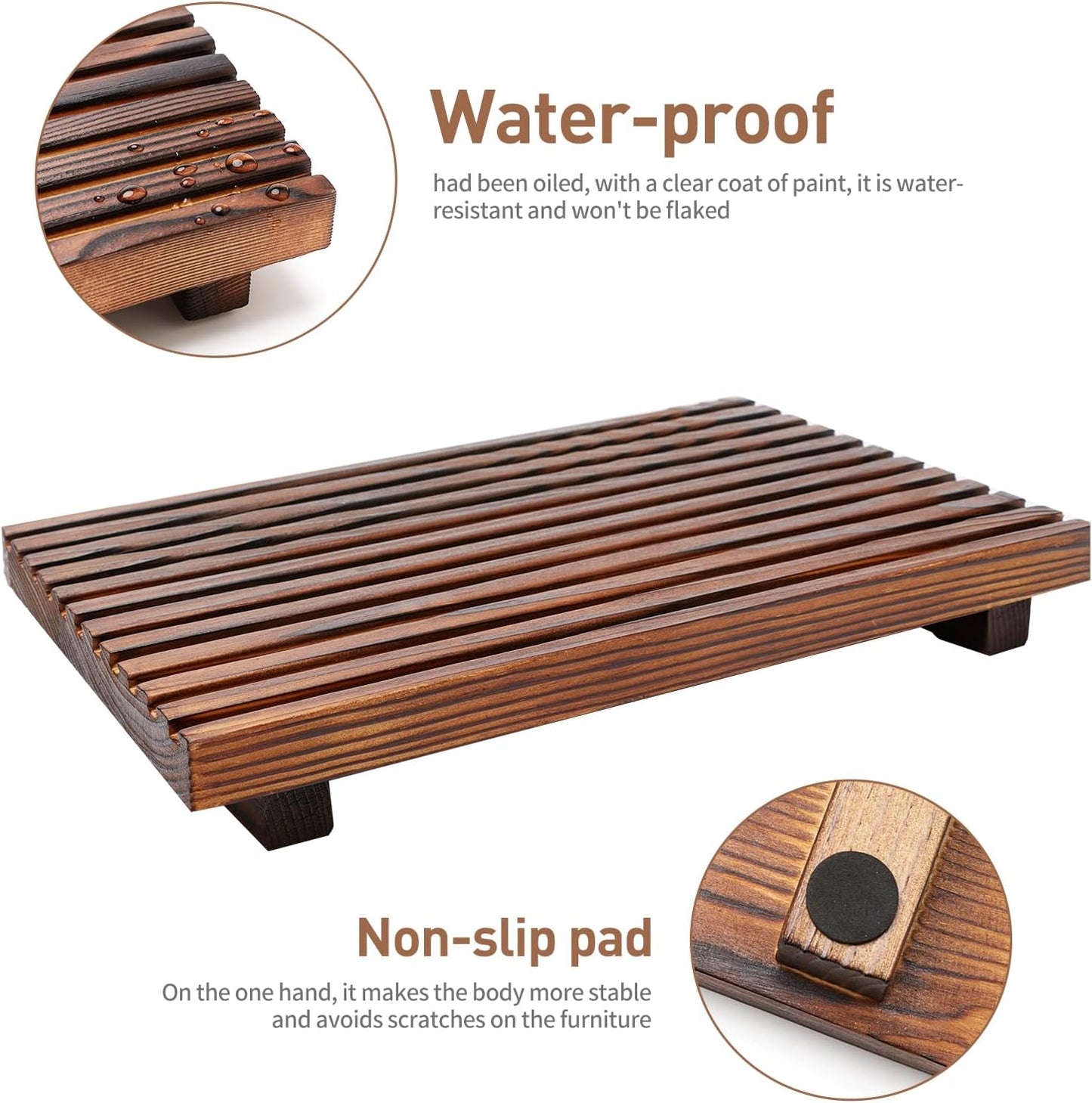 Farmhouse Bathroom Counter Tray Wood Display Pedesta Stand Kitchen Countertop / 12 x 6.7 / Brown