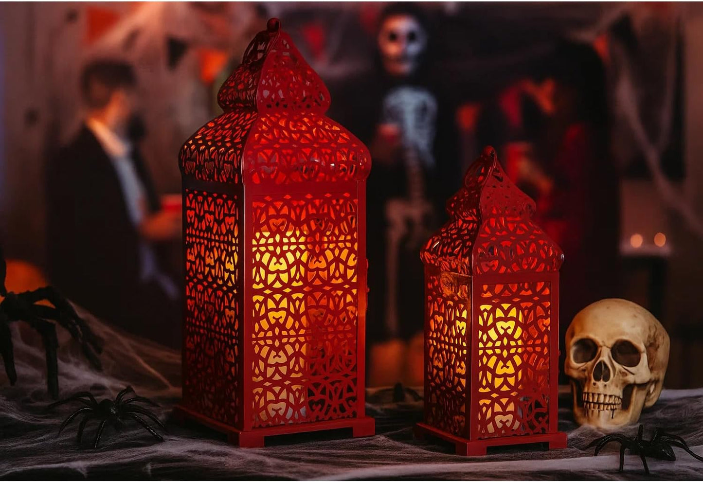 VELA LANTERNS Large Temple Moroccan Lantern Lamp Decorative Candle Holders for Ramadan Decorations, Hanging, Outdoor