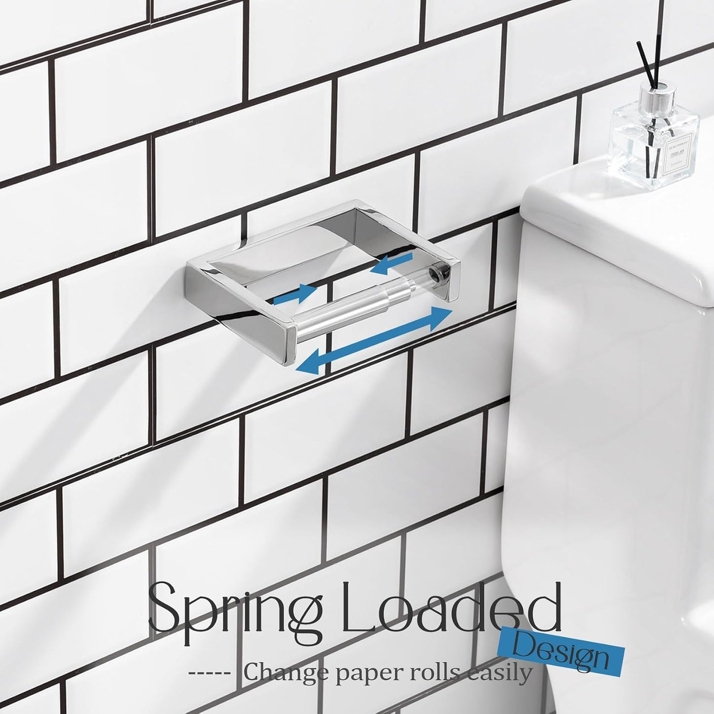 KOKOSIRI Toilet Paper Holder Spring Loaded Bathroom Toilet Roll Holder Wall Mount Stainless Steel Polished Chrome