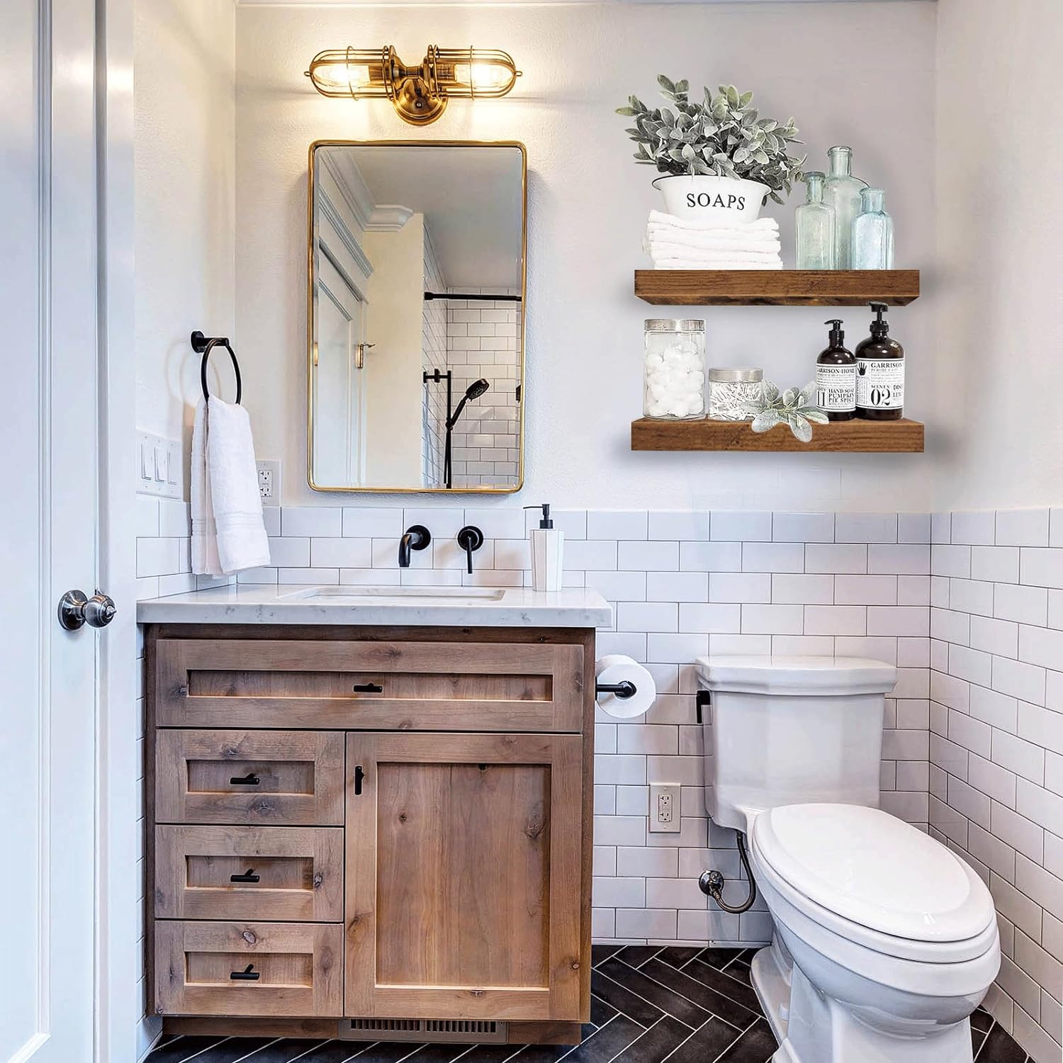 Bathroom Floating Shelves / 15.7 / Brown
