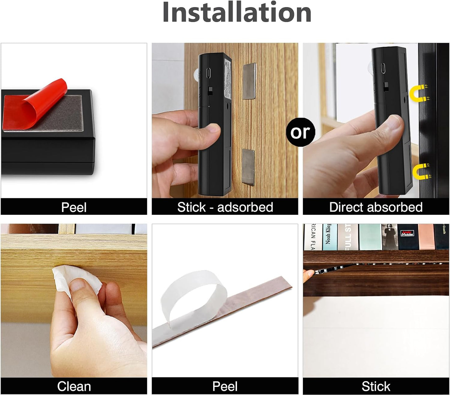 WOBANE Motion Sensor Closet Strip Lights, Rechargeable White LED Lighting | 2x6.56ft Motion Activated Battery Powered