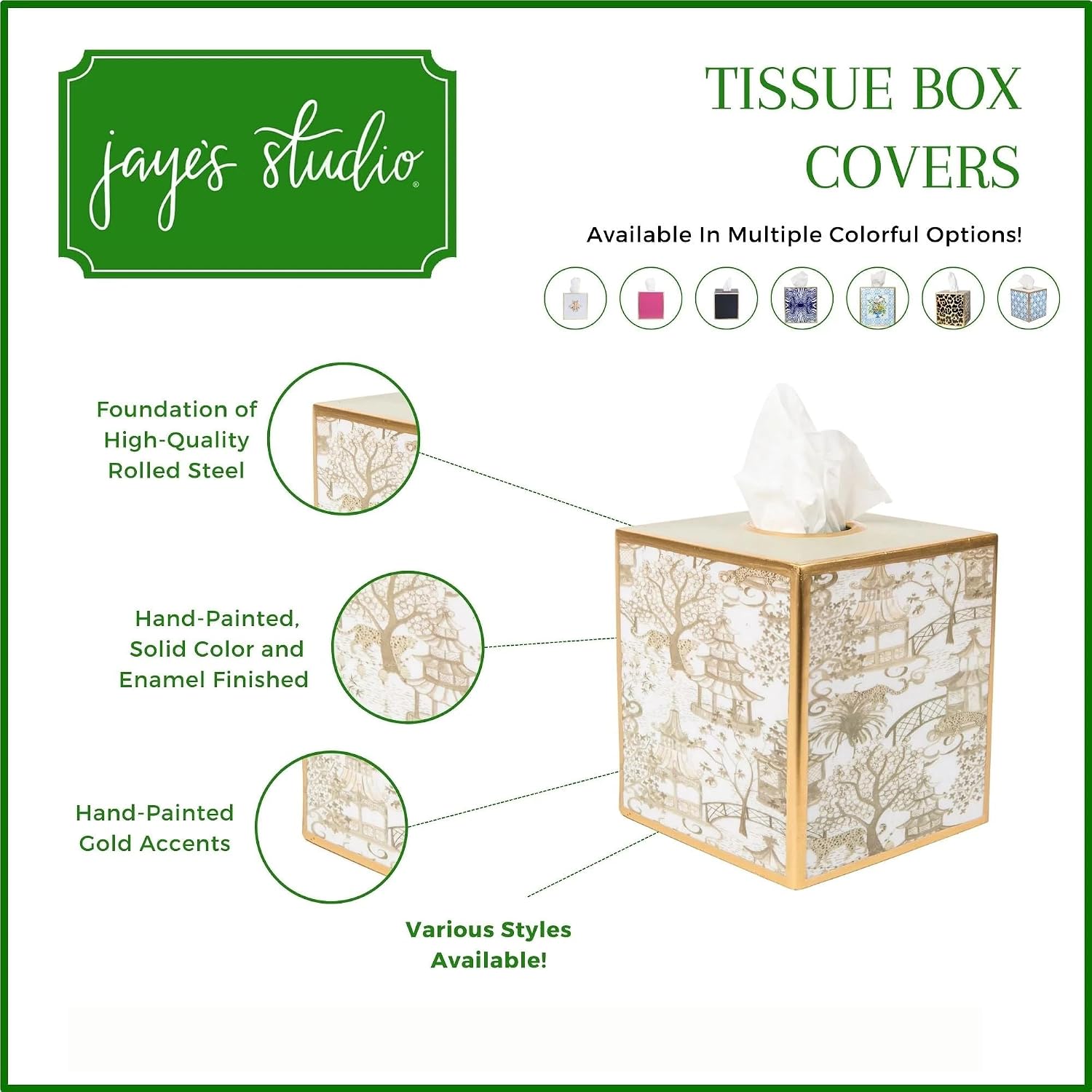 Decorative Tissue Box Cover / White & Blue