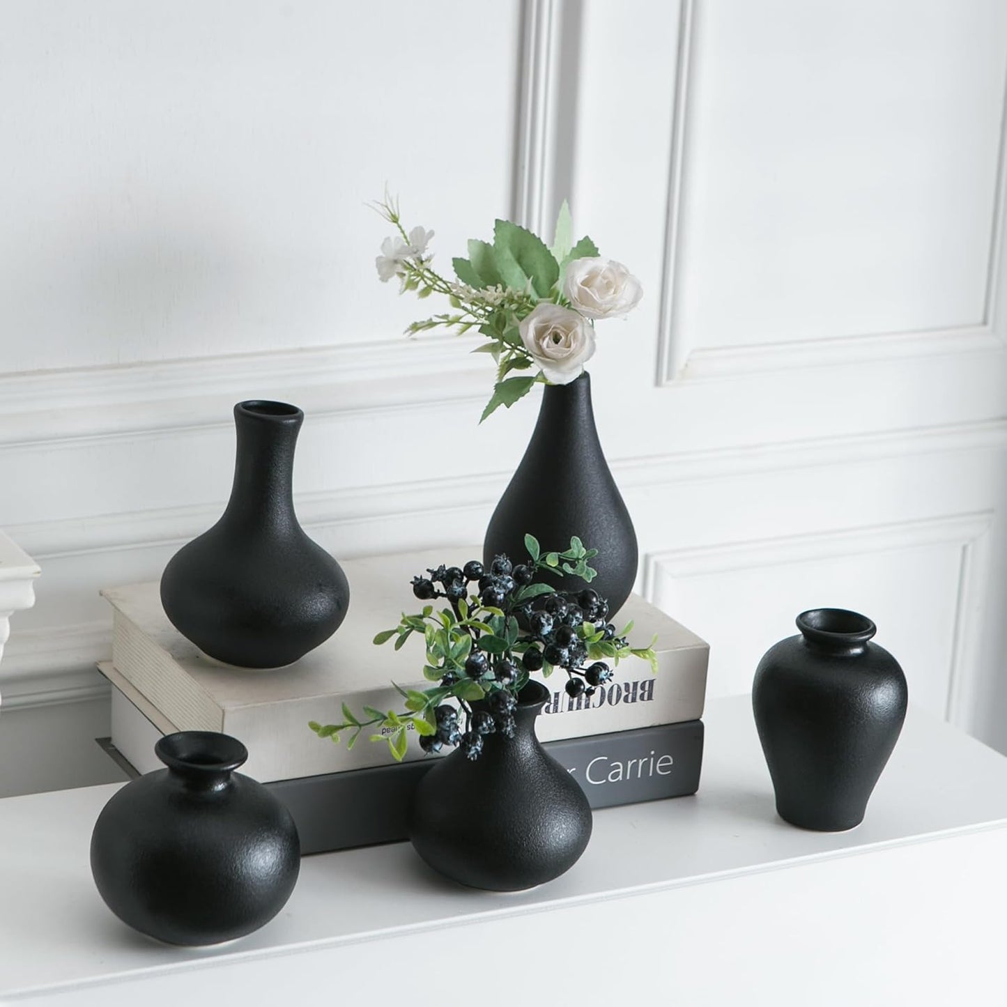 Ceramic Bud Vase / Black / Set of 5
