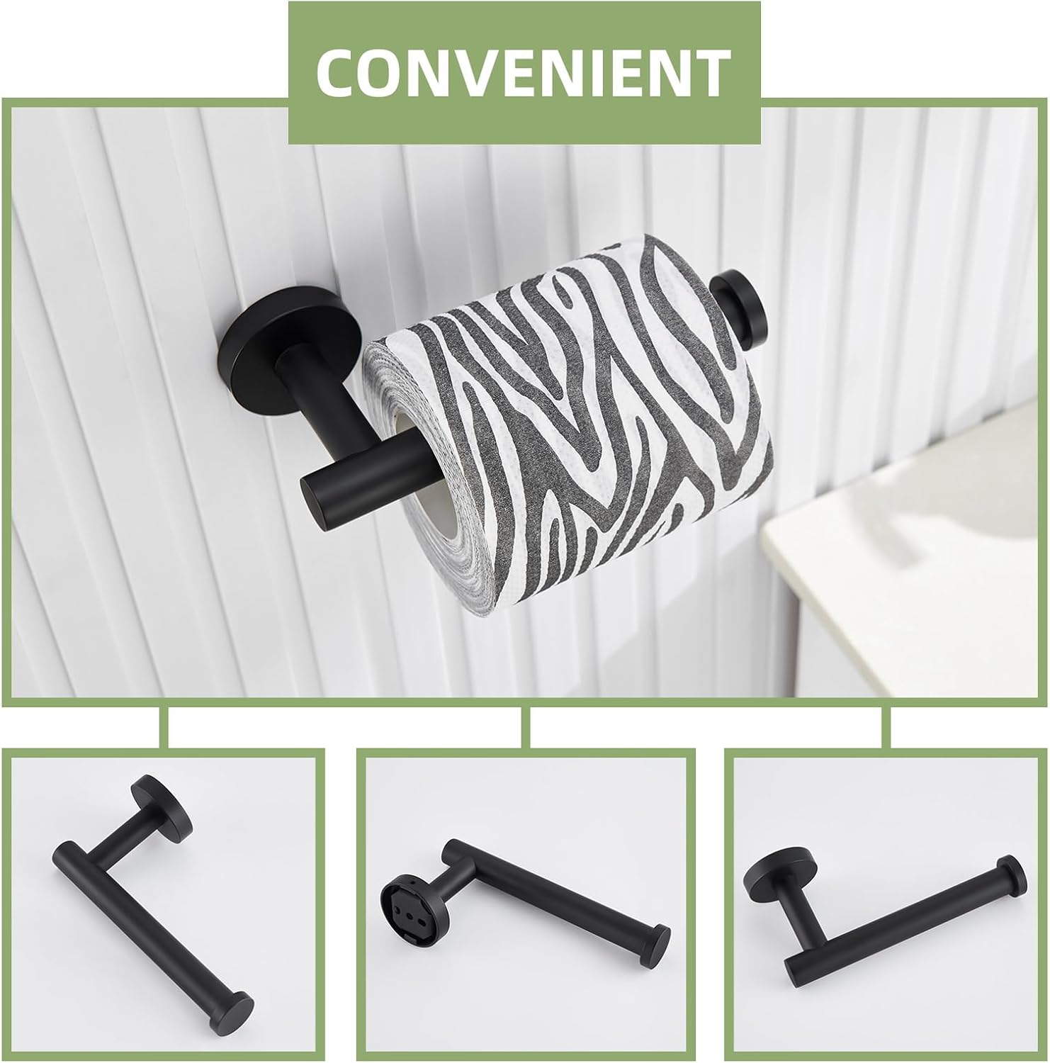 Angle Simple Bathroom Hardware Set Matte Black, Bathroom Accessories 4 Pcs | SUS304 Stainless Steel, Bath Fixture Set