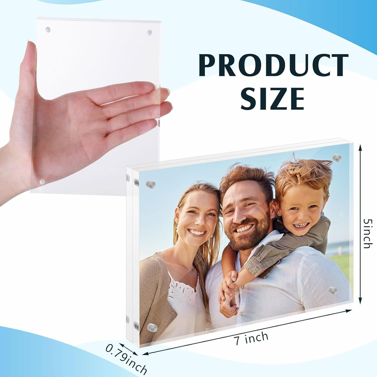 6 Pcs 5 x 7 Inch Acrylic Picture Frames, Clear Acrylic Photo Business Card Frame Desktop Display Double Sided Wallet