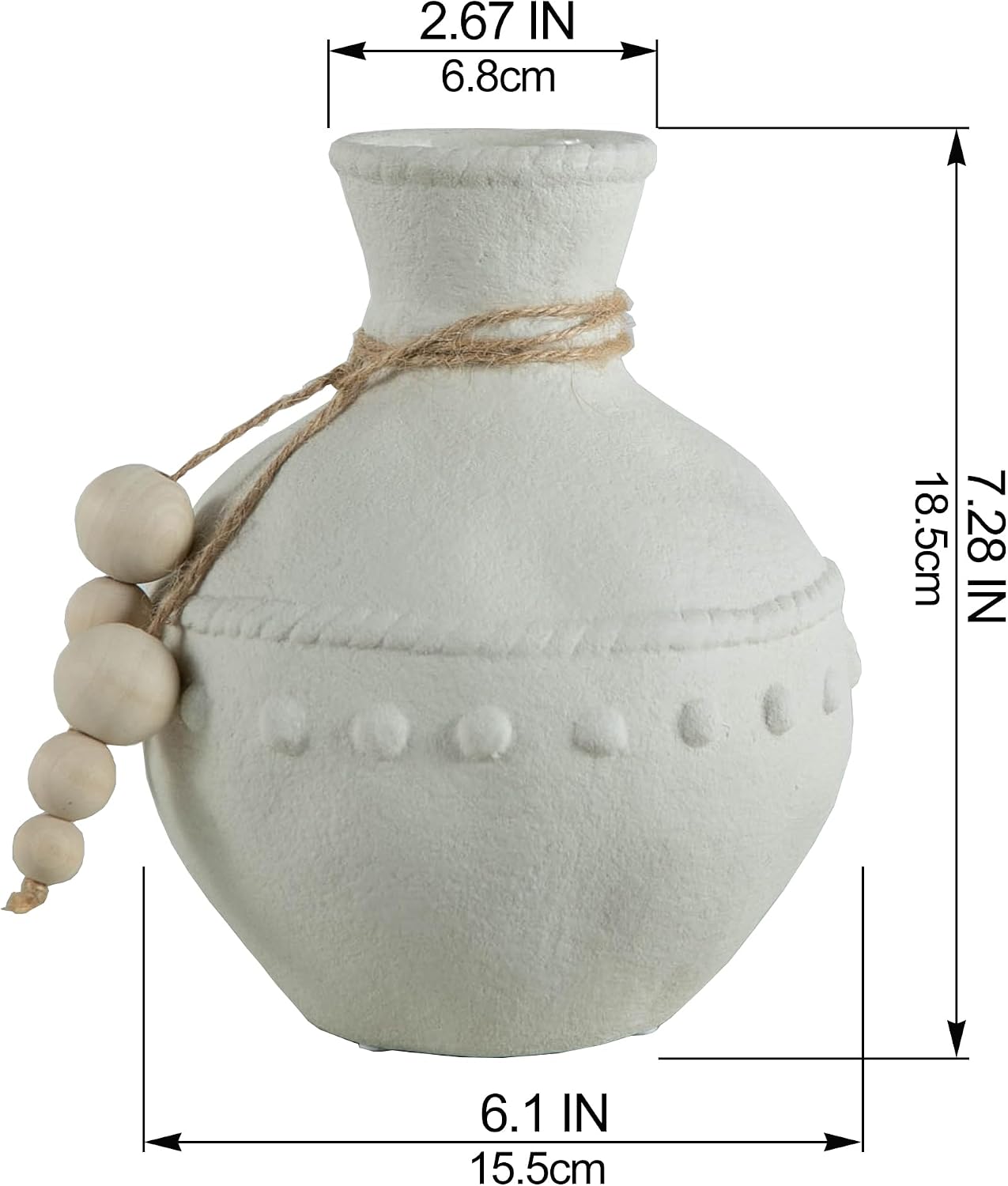 Rustic Ceramic Vase / White - Large