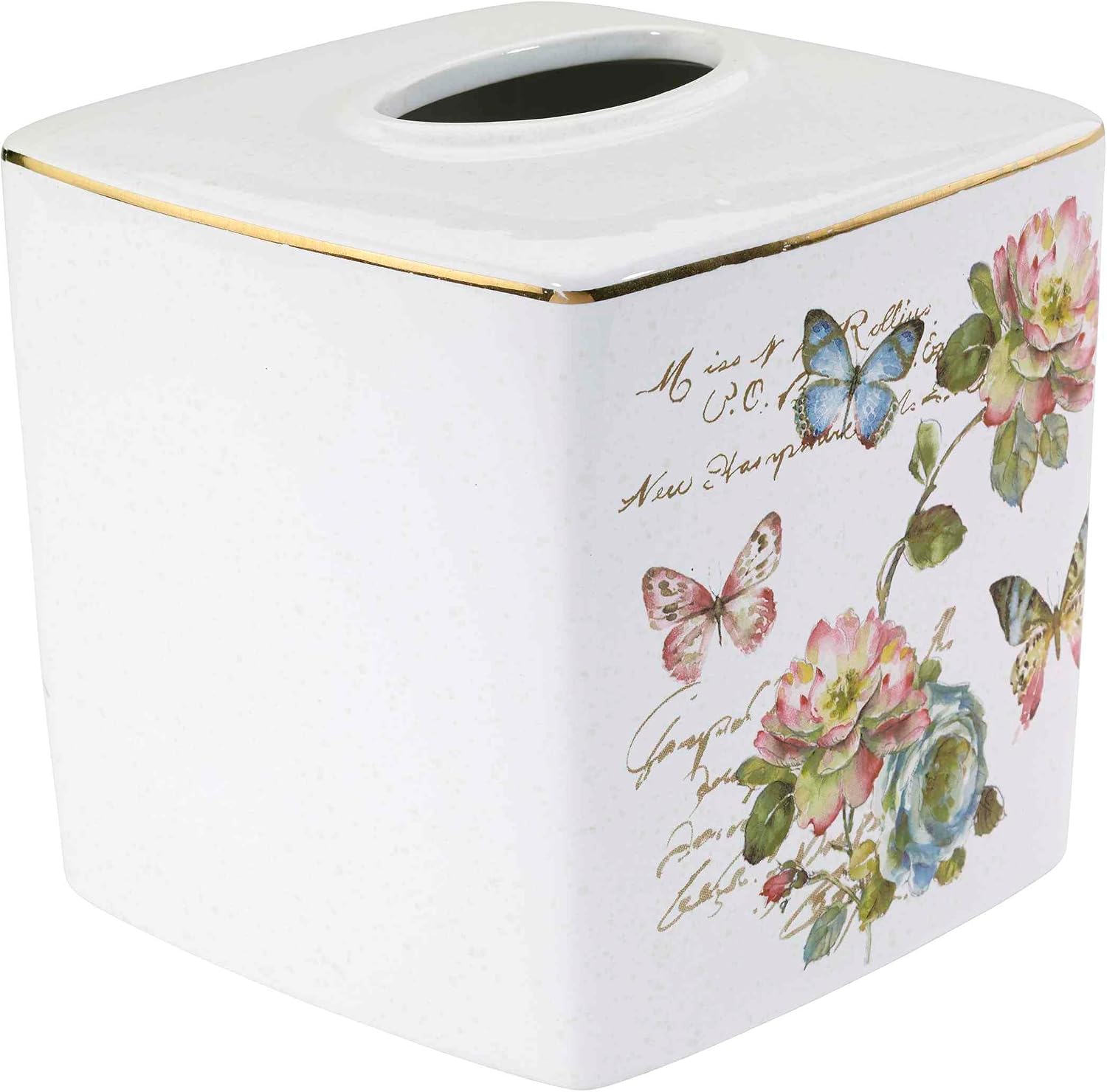 Floral Home Decor / Tissue Box Cover / White