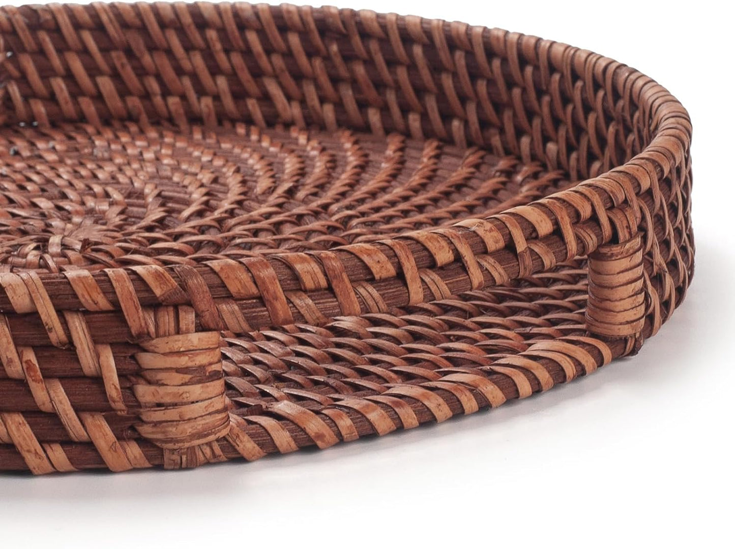 Rattan Tray / Round Wicker Tray / 11 Inch / Set of 11