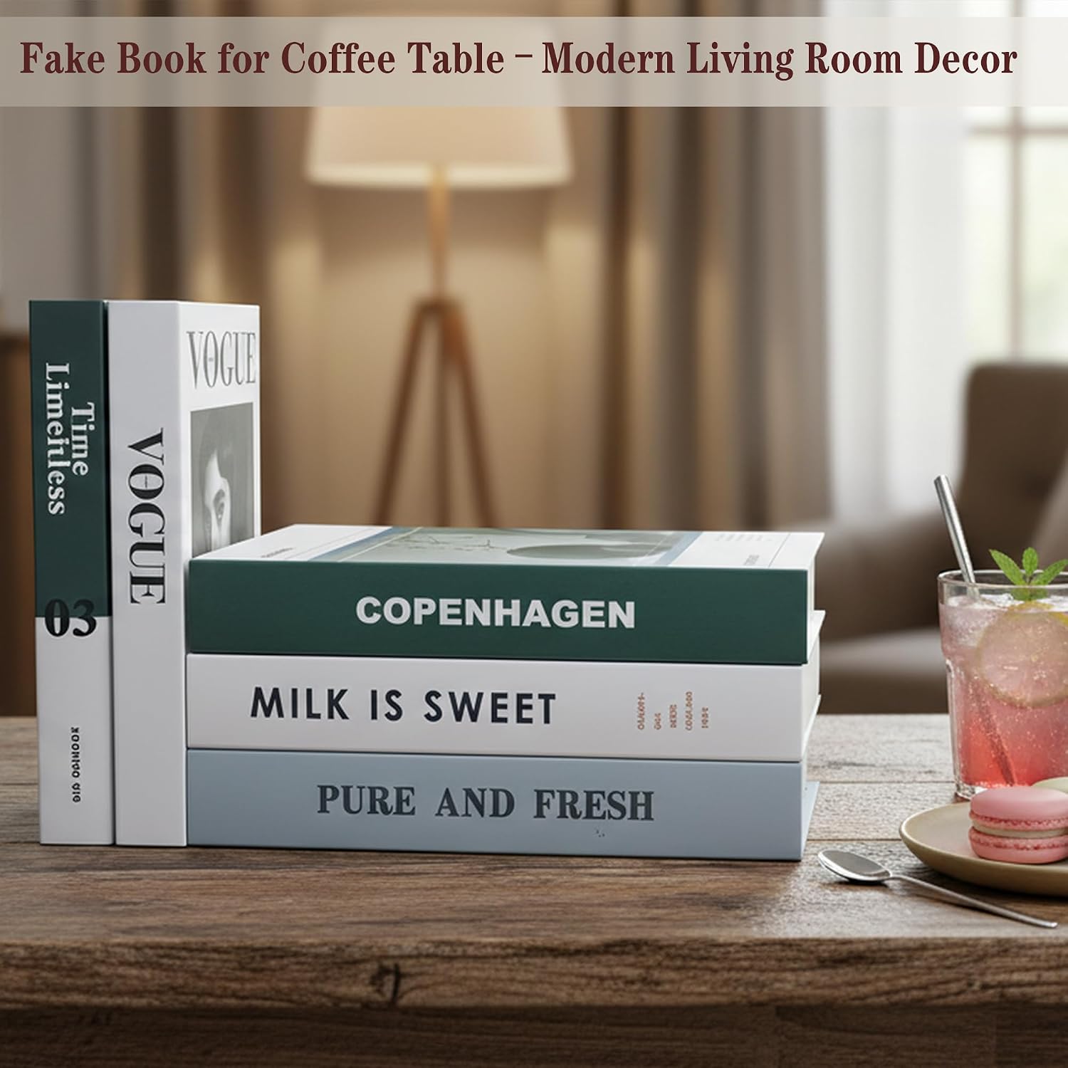 Decorative Faux Books Set / White&green-large&medium / Set of 5