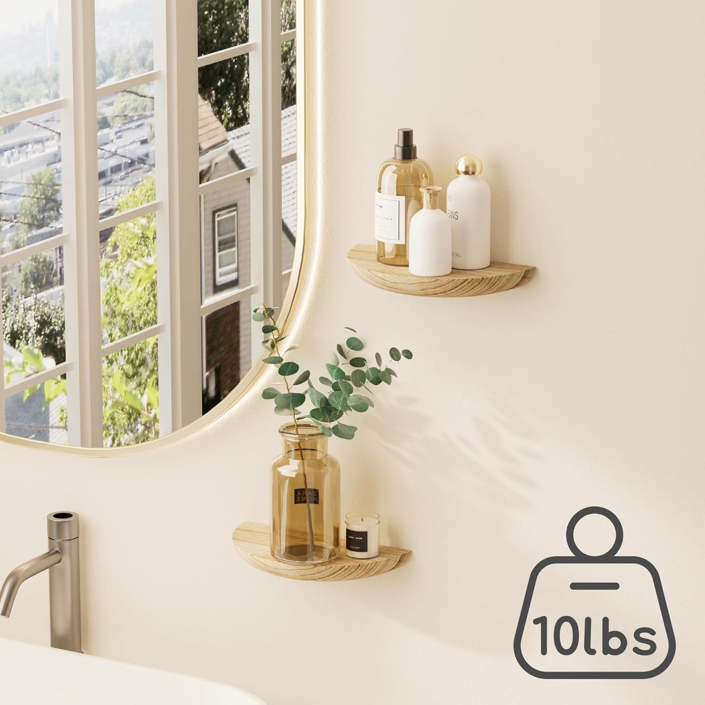 Elegant Floating Shelves / Light Brown / Screw Mount