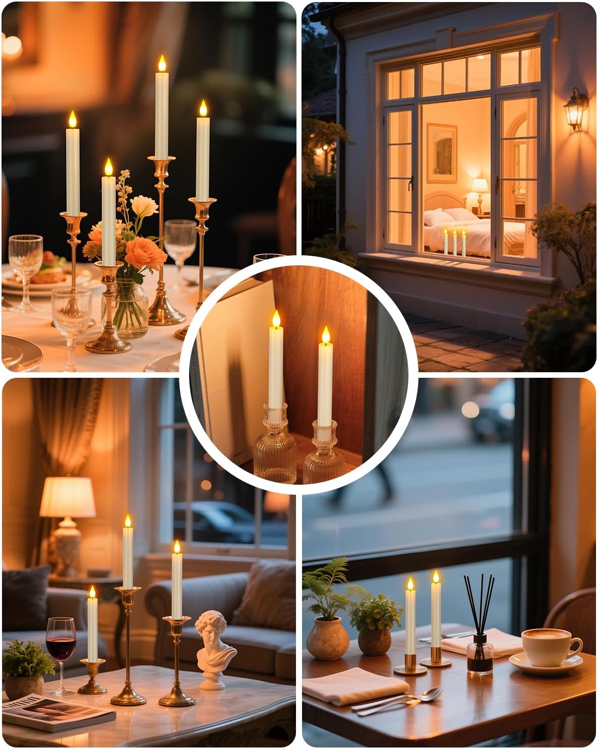 Yme Rechargeable Flameless Taper Candles Battery Operated with Remote Timer | USB-C Charging Base, 6.7" Flickering