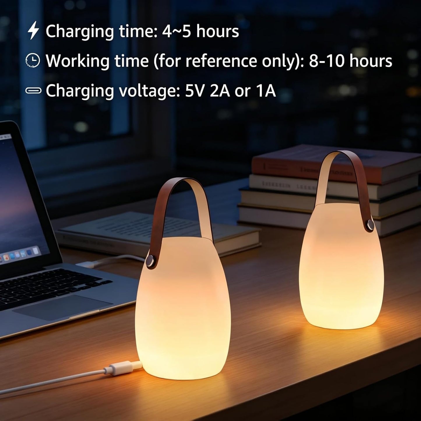 uuffoo 2 Pack Rechargeable Portable Table Lamp with Remote | Cordless RGB Lantern, Decorative LED Night Light, IP44