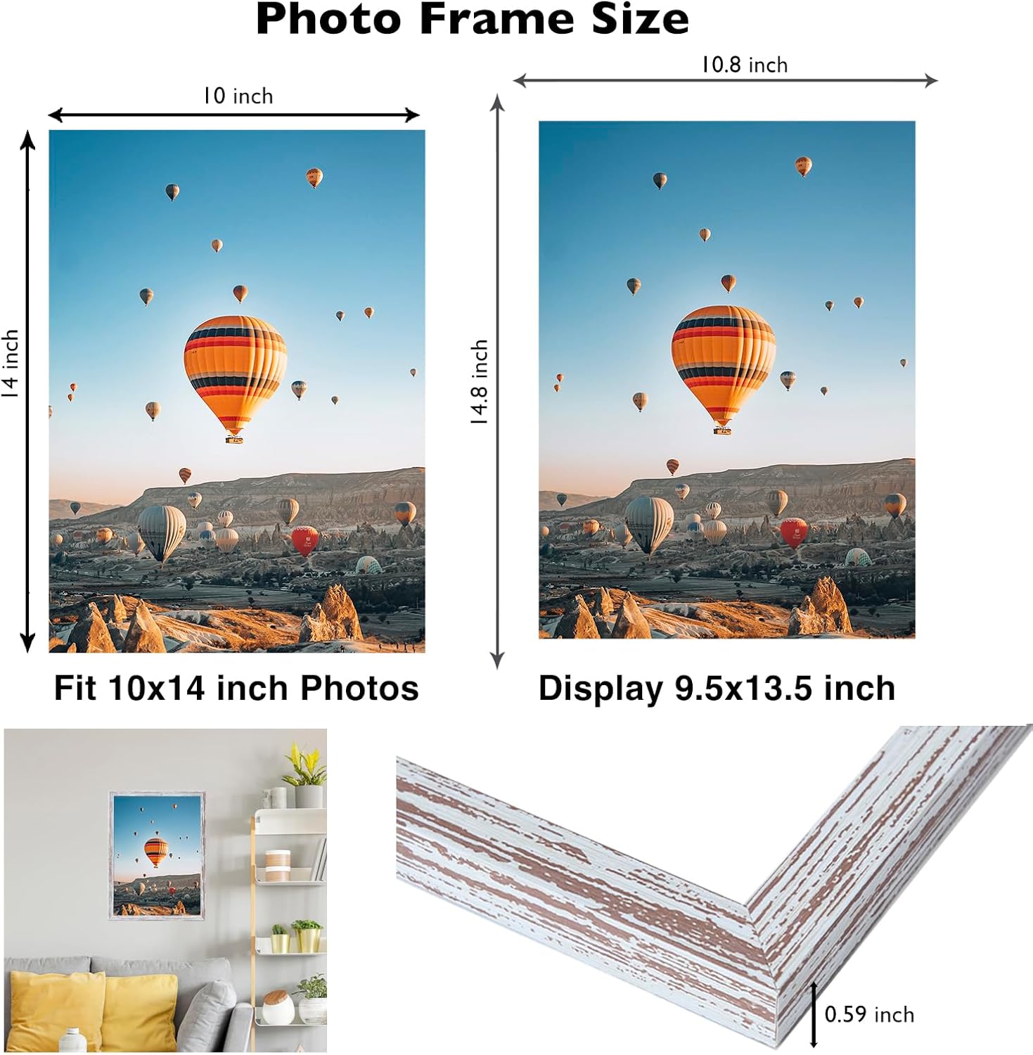 JCJMY 10x14 Picture Frame Set of 6 for 30 x 40cm Diamond Art Painting, Wall Mounting Horizontally or Vertically, 10 x
