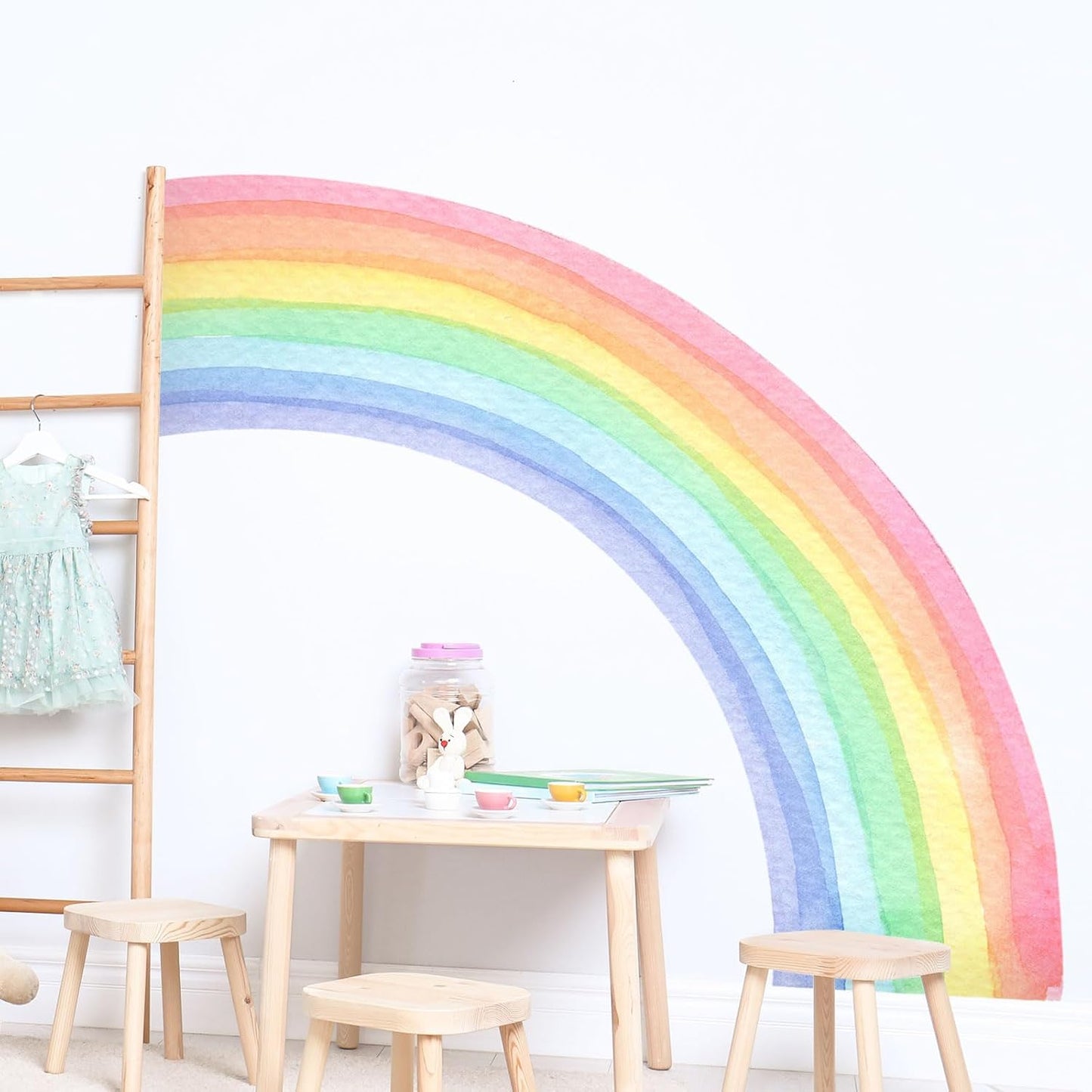 Large Rainbow Wall Stickers / Pastel Pink / 55 x 63