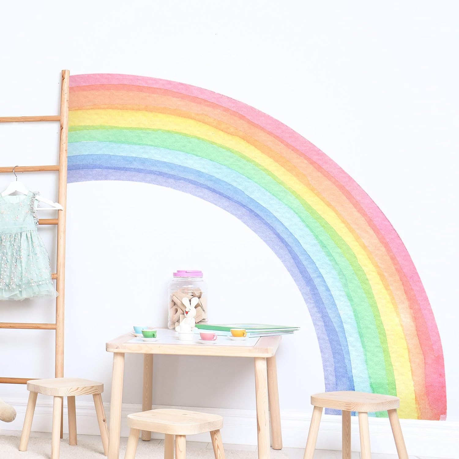 Large Rainbow Wall Stickers / Pastel Pink / 55 x 63